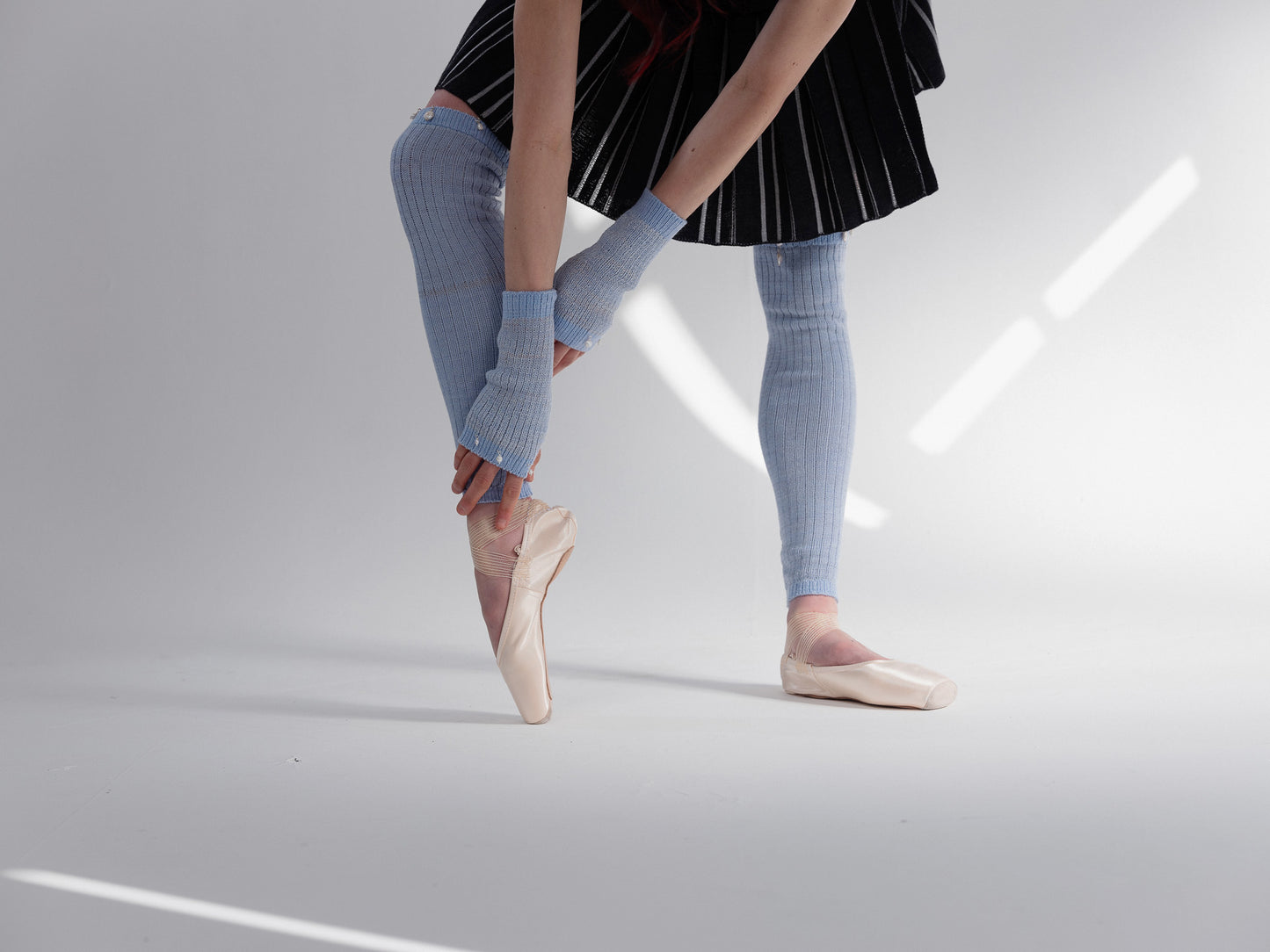 Pearl embellished legwarmers
