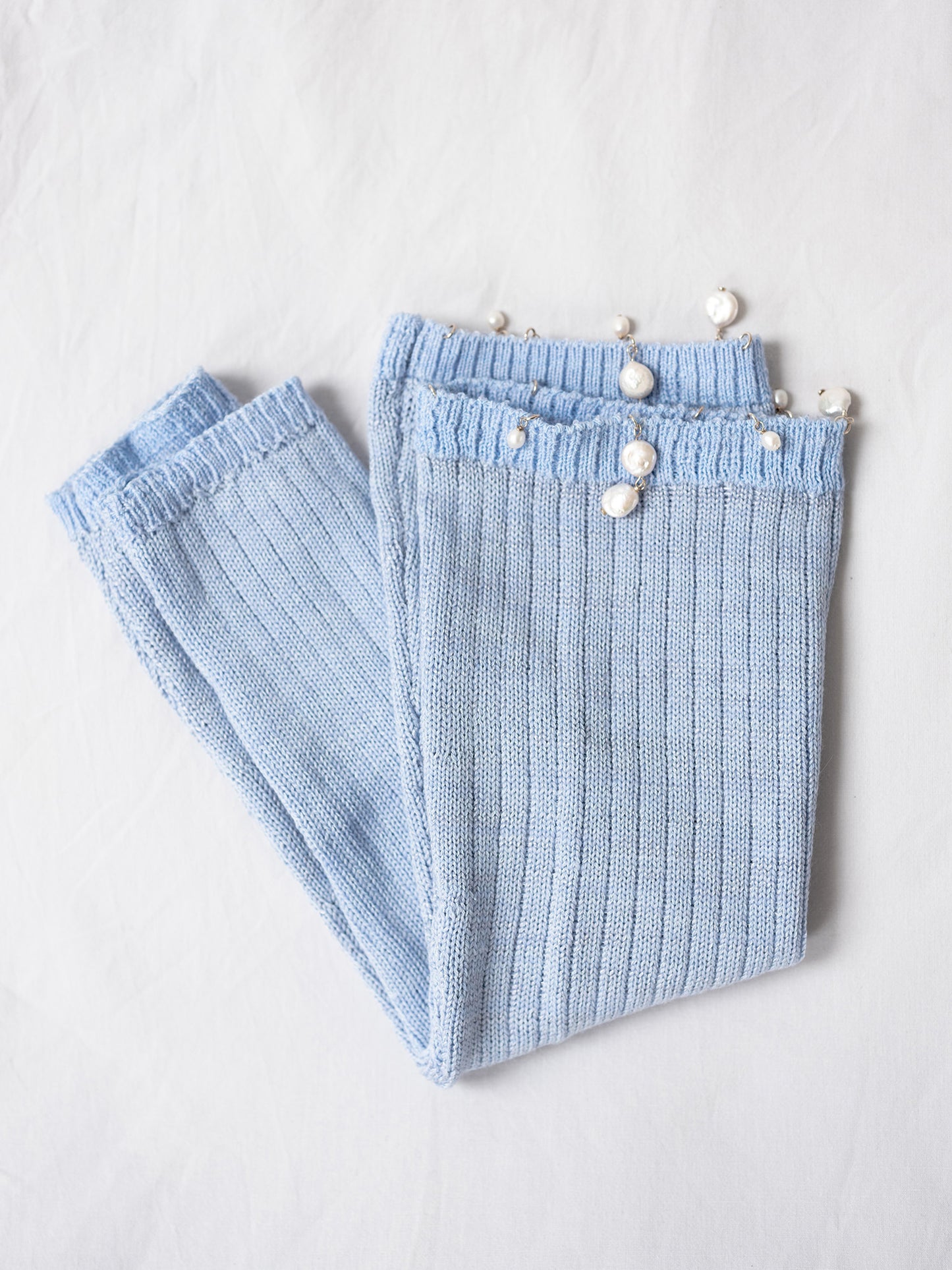 Pearl embellished legwarmers