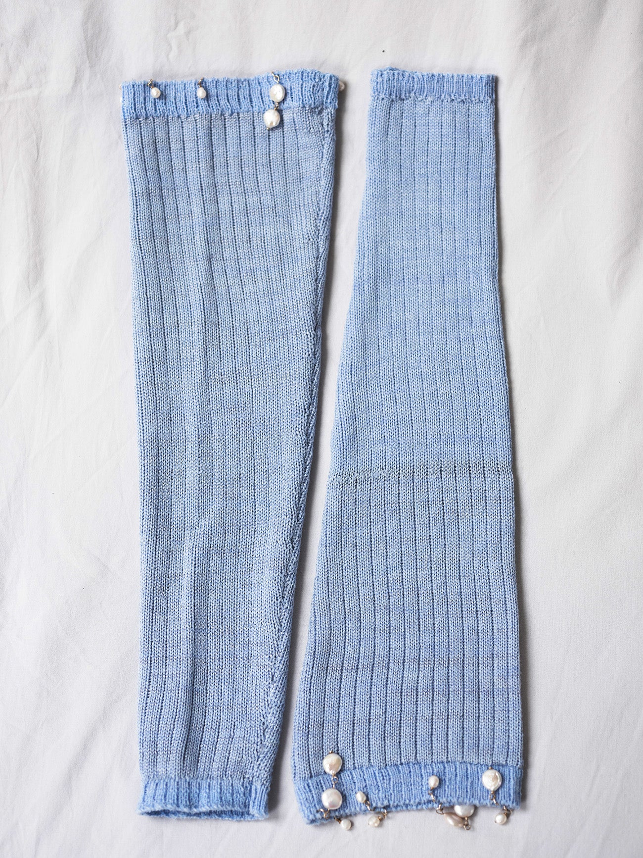 Pearl embellished legwarmers