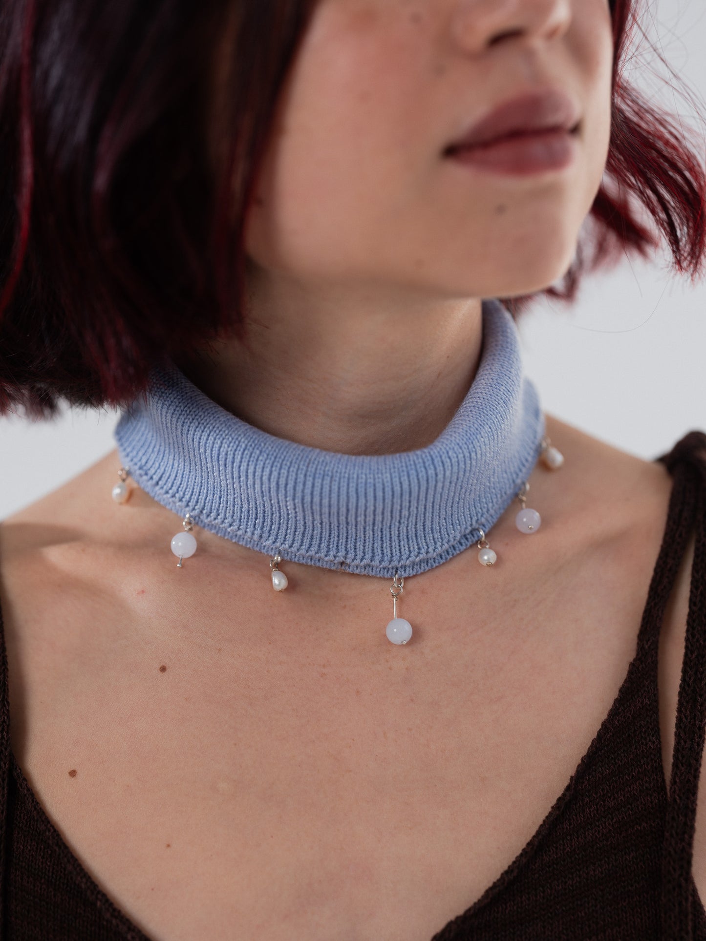 Pearl embellished neckwarmer