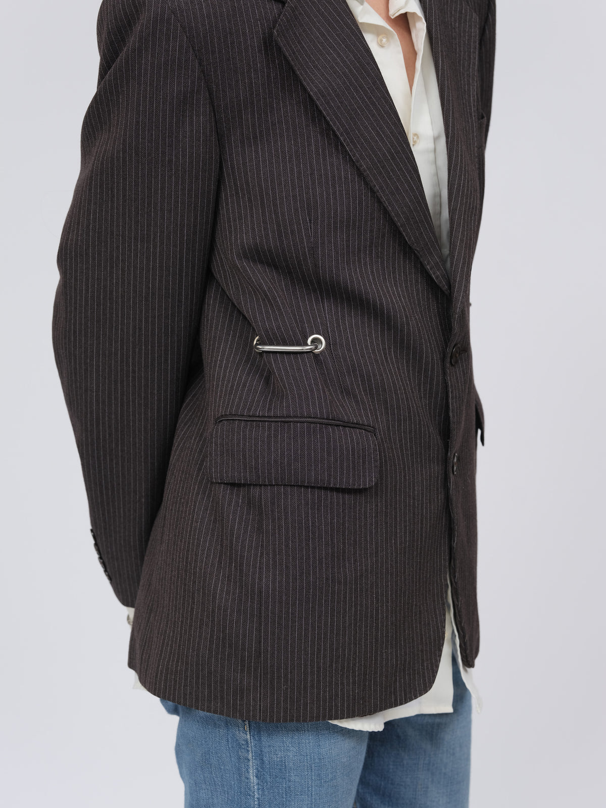 Brown Stripe Hardware Blazer