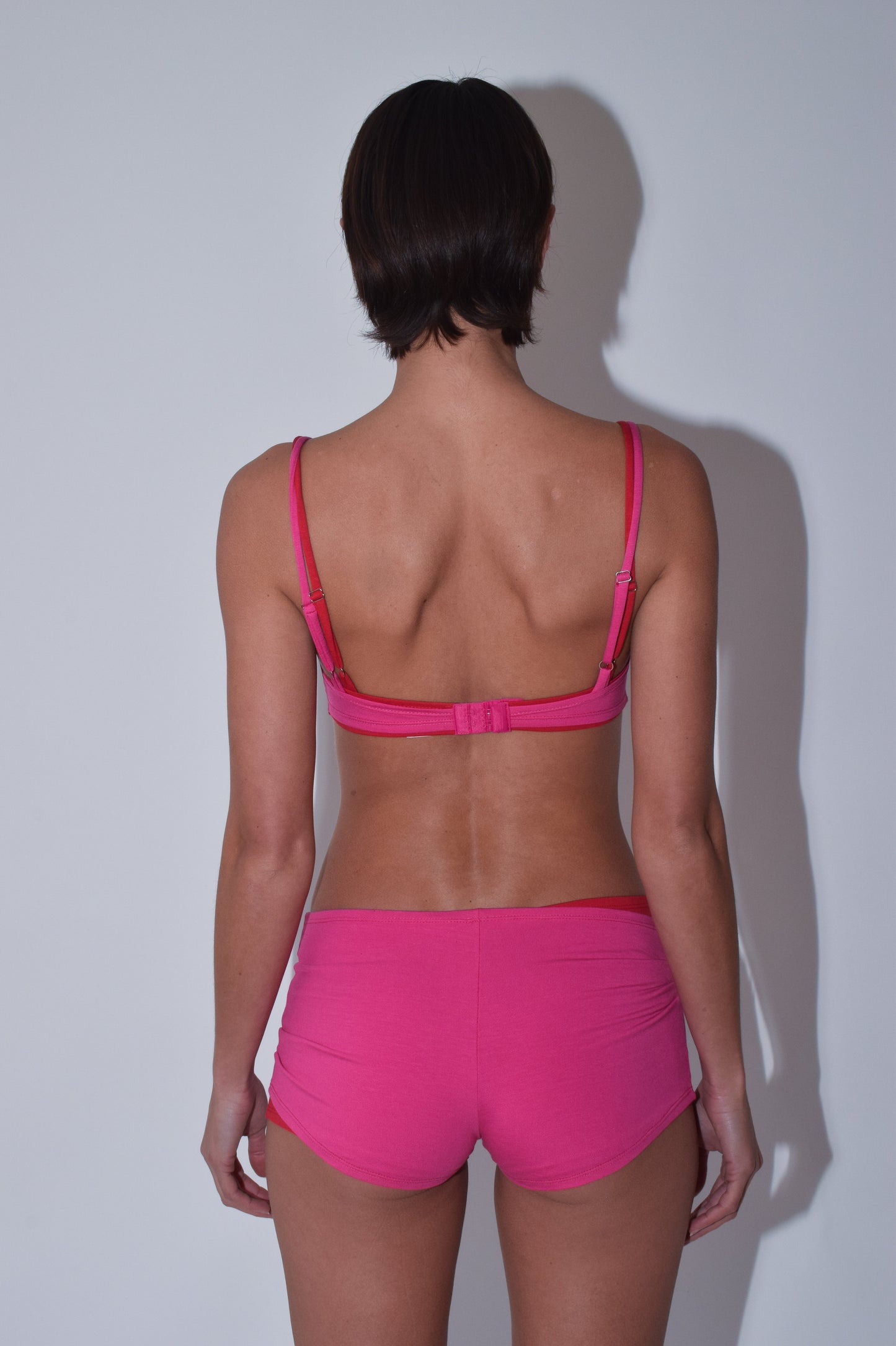 Layered Jersey Shorts in Hot Pink