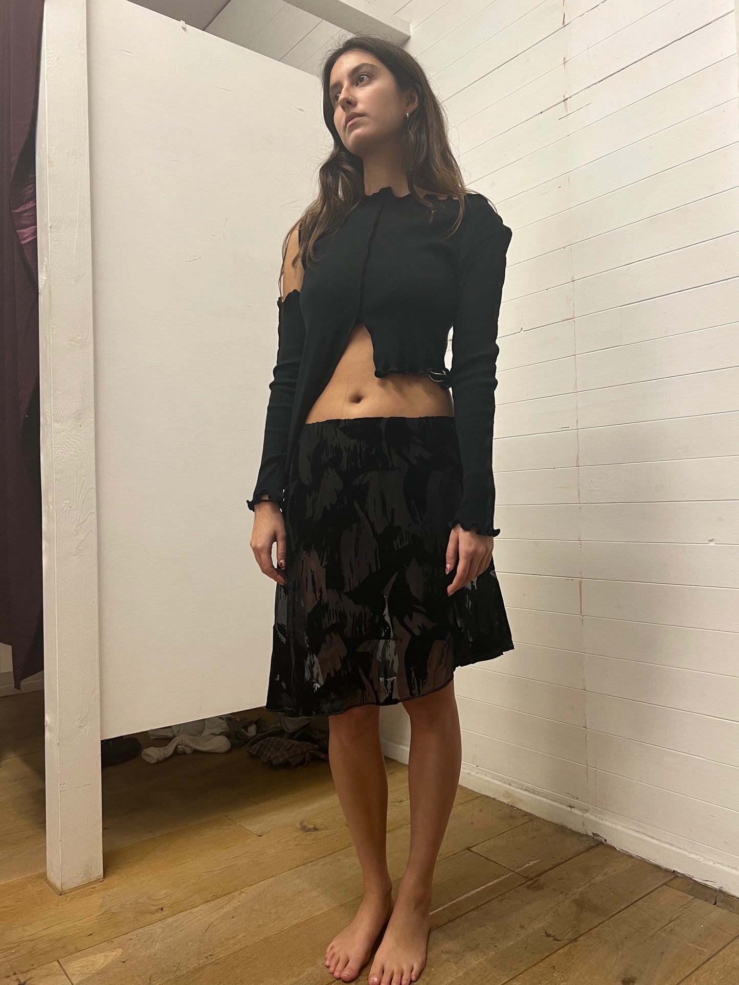 Asymmetrical Devore Skirt