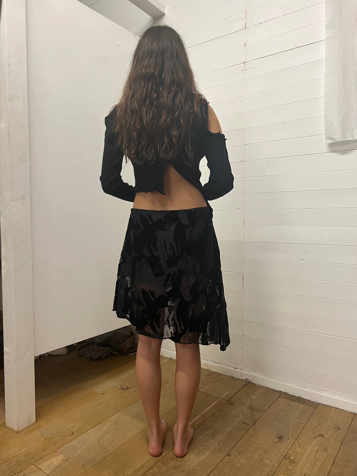 Asymmetrical Devore Skirt