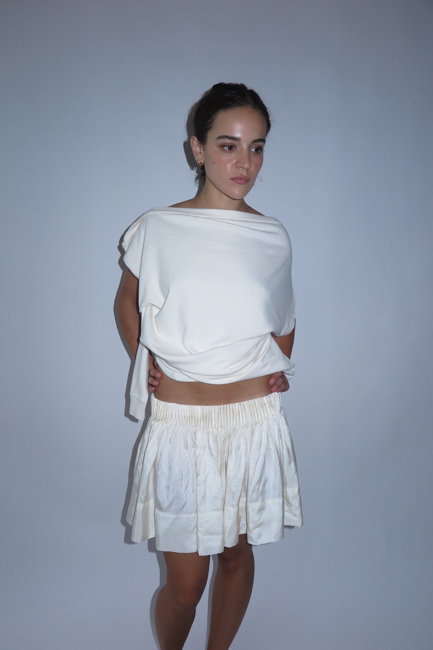 Pleated Mini Skirt Cream