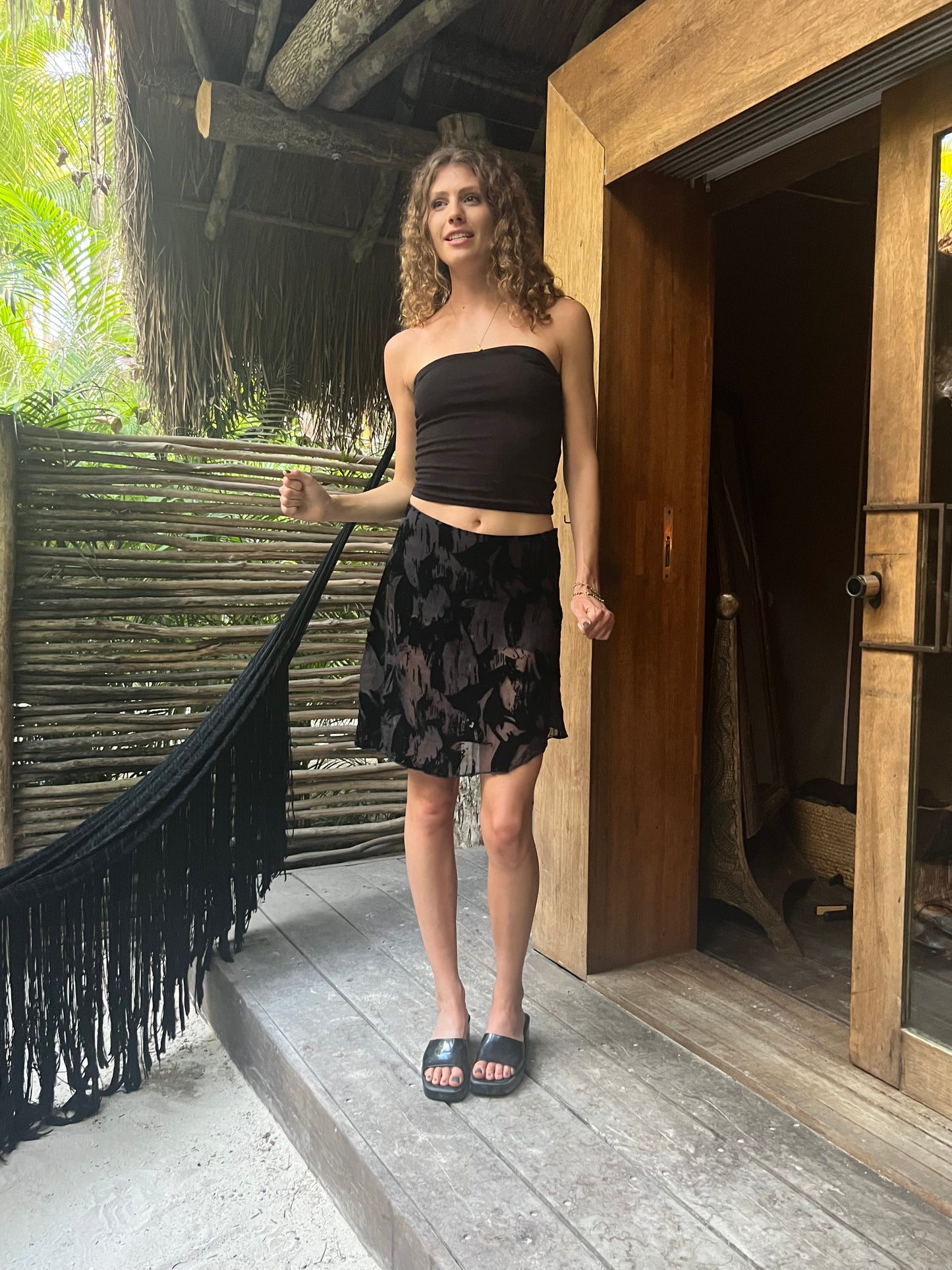 Asymmetrical Devore Skirt