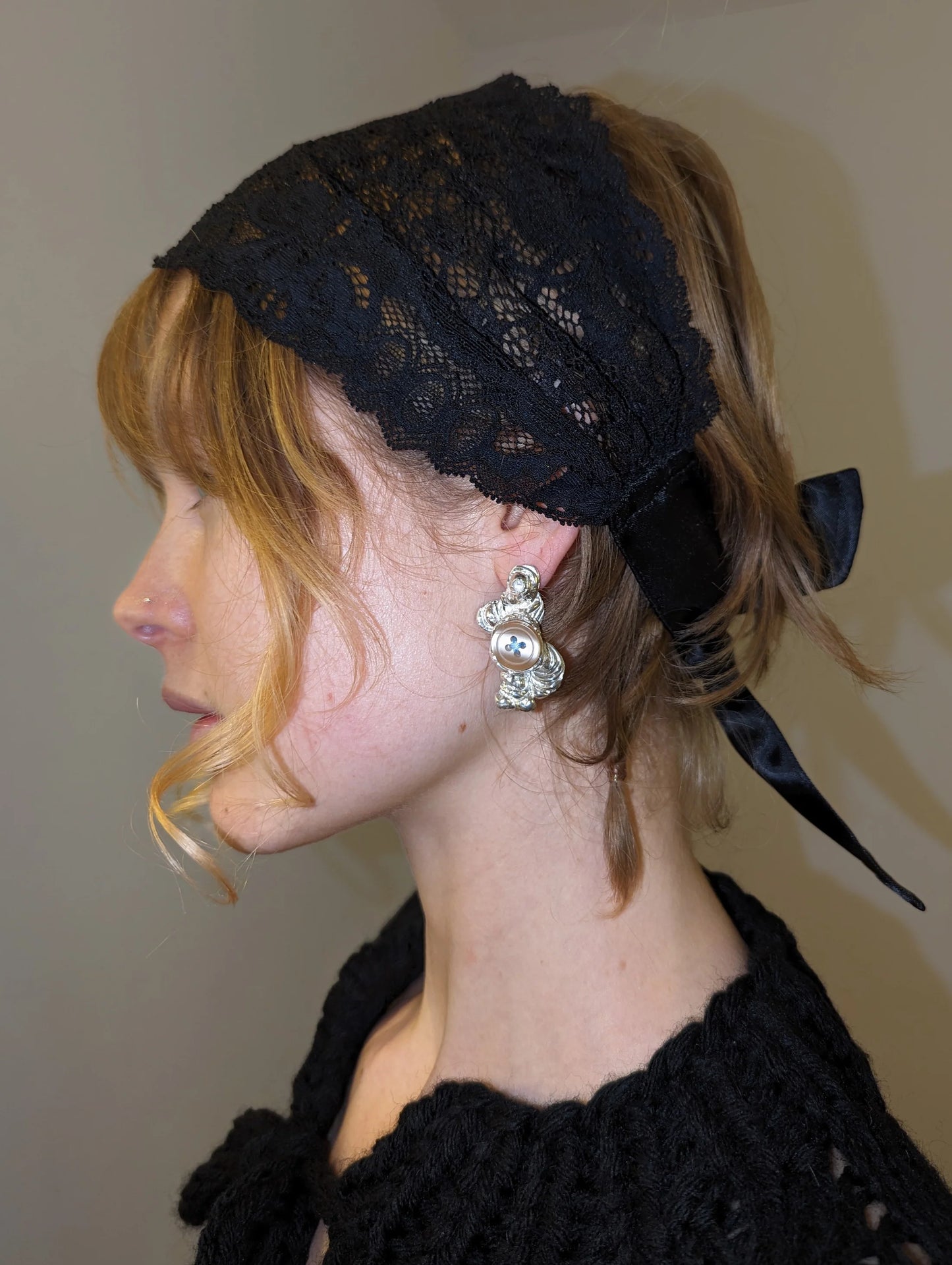 Brown and Blue Button Earrings