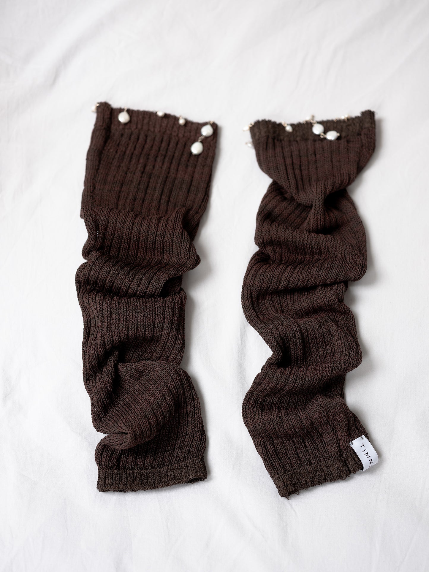Pearl embellished legwarmers