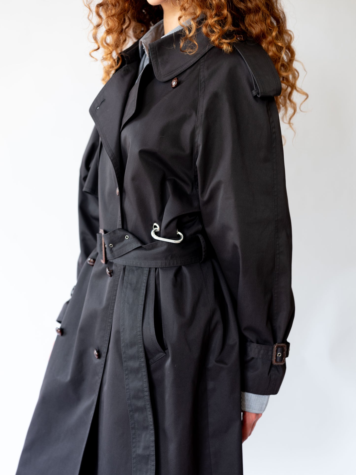 Black Hardware Clip Trench Coat