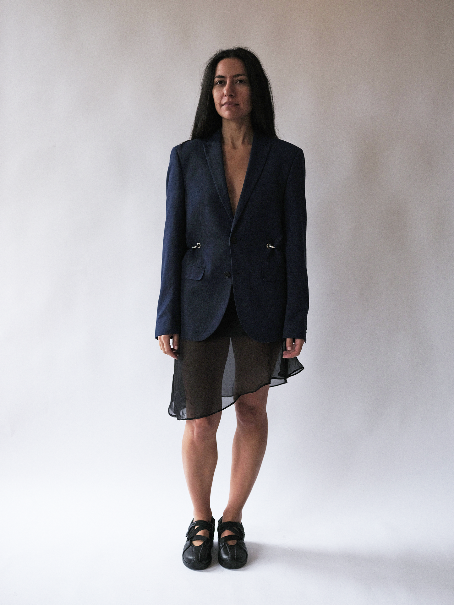 Navy hardware front blazer