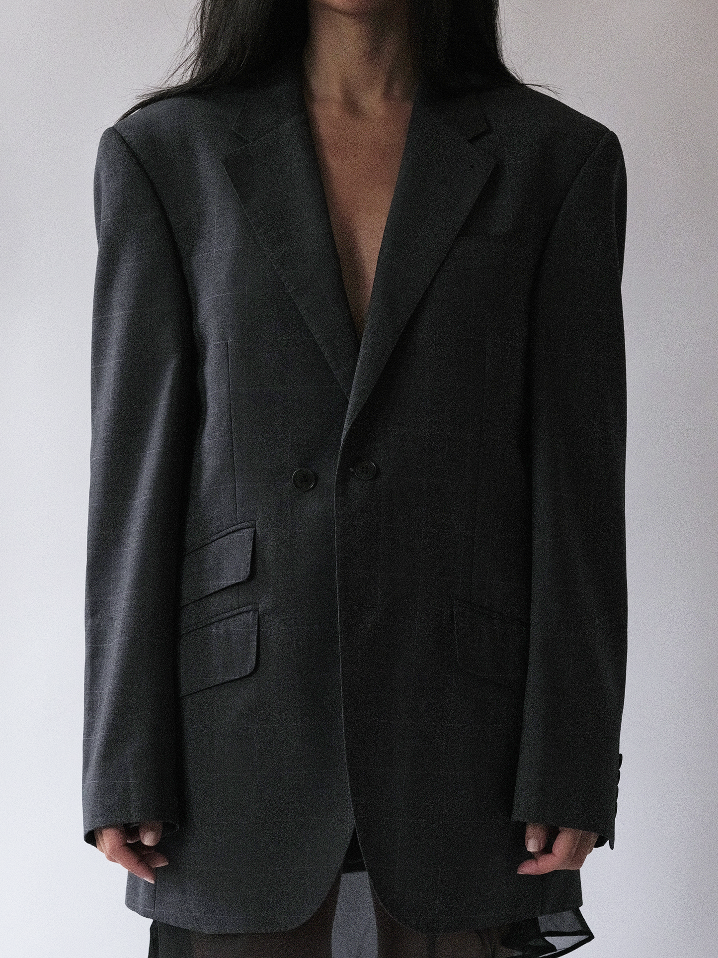 Grey check back hardware blazer