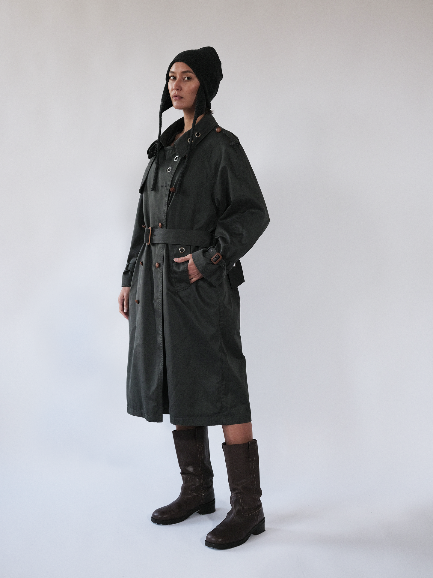 Celosia Green Eyelet Trenchcoat