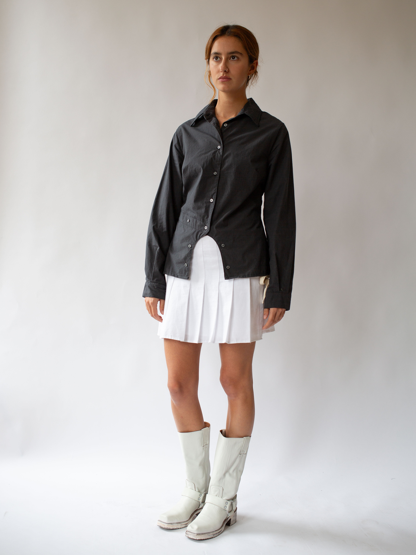 Meander Button Up Charcoal
