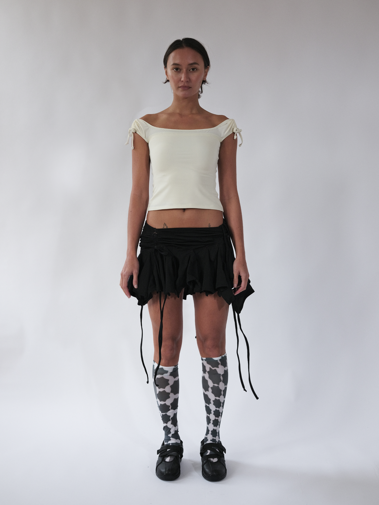 Scooped Tie Up Blouse