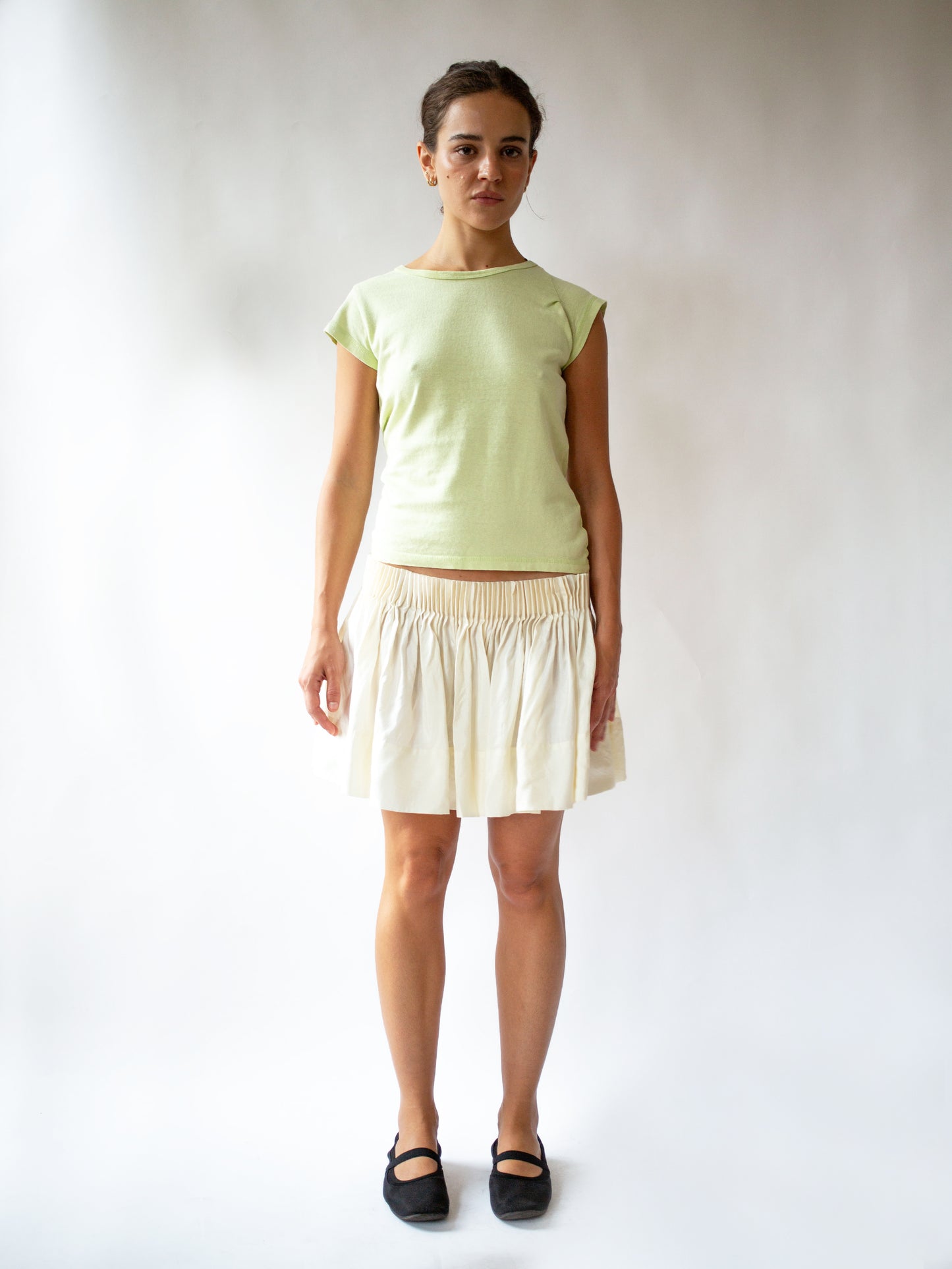 Pleated Mini Skirt Cream