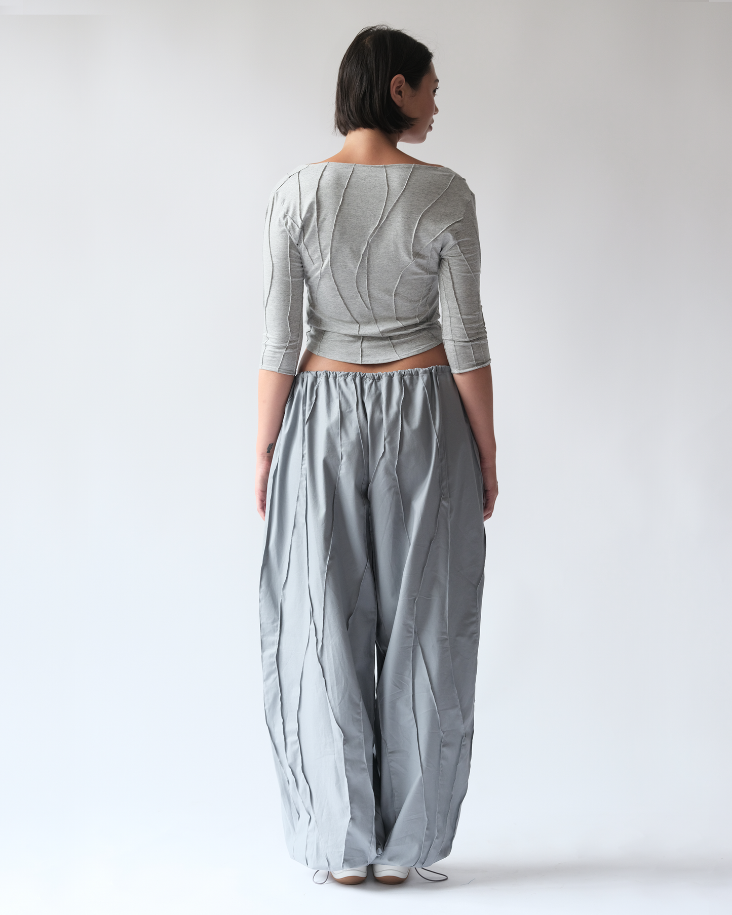 Elbow Length Blouse Grey
