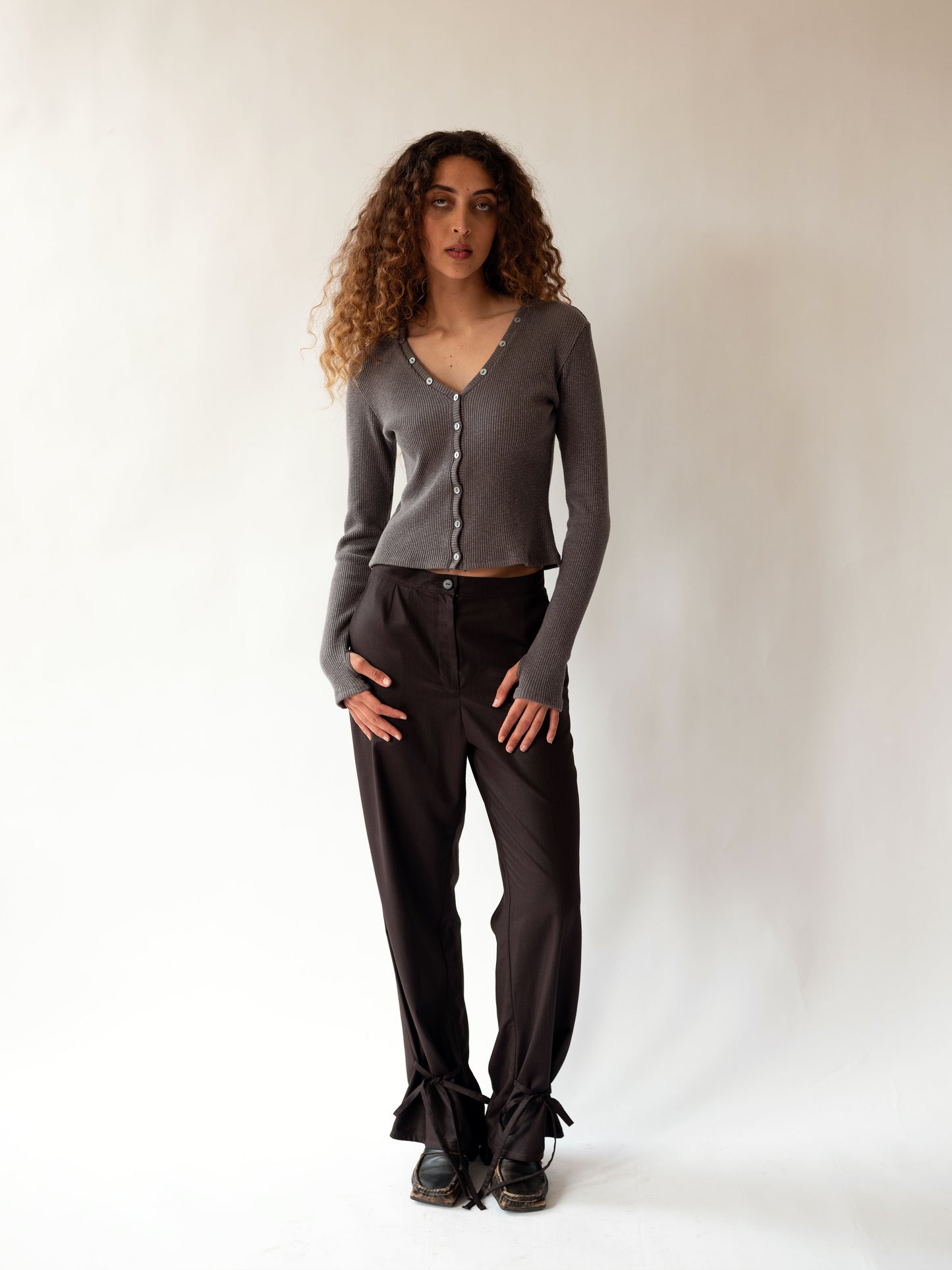 Button Cardigan Dark Grey