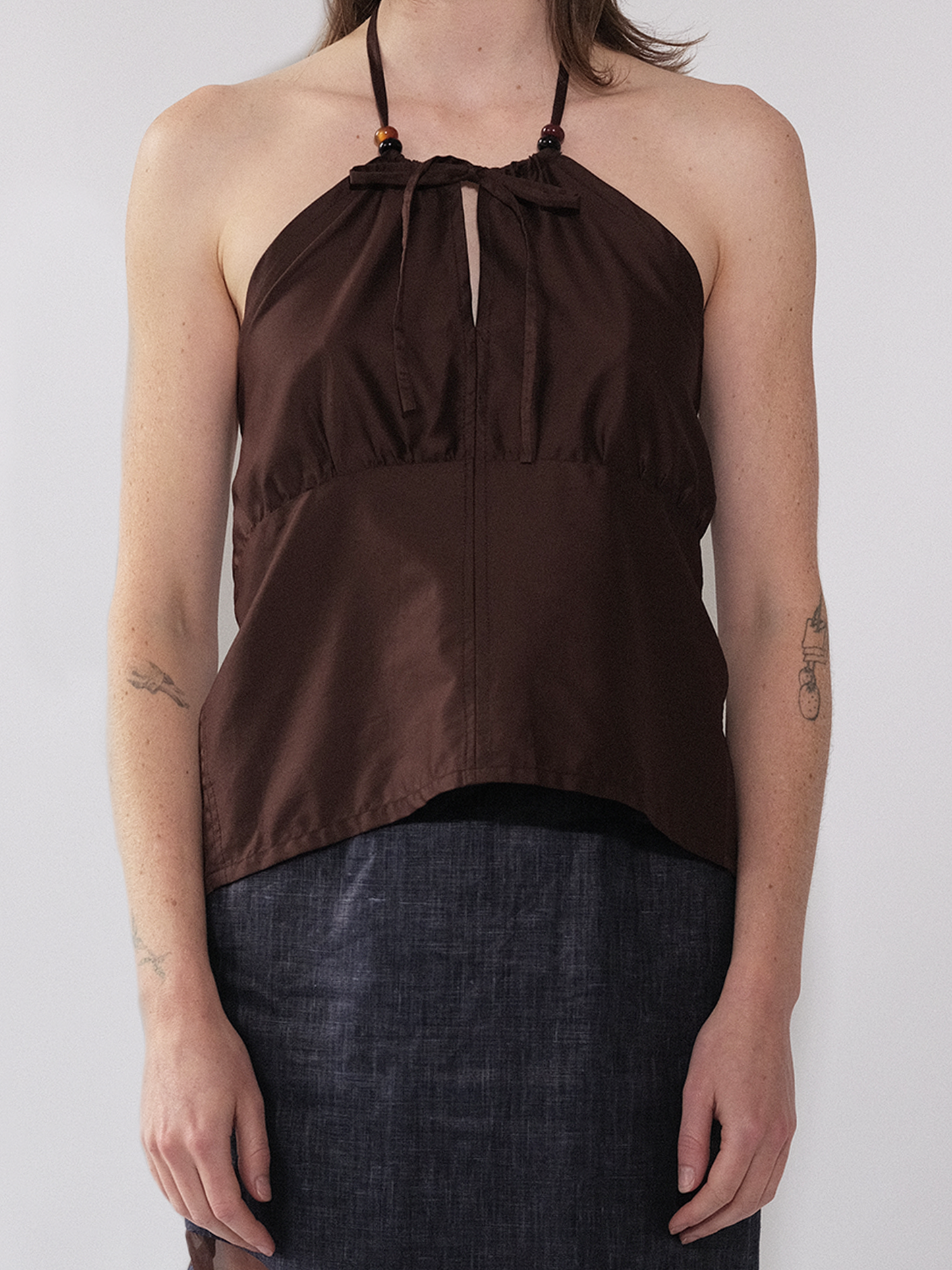 Sateen halter brown