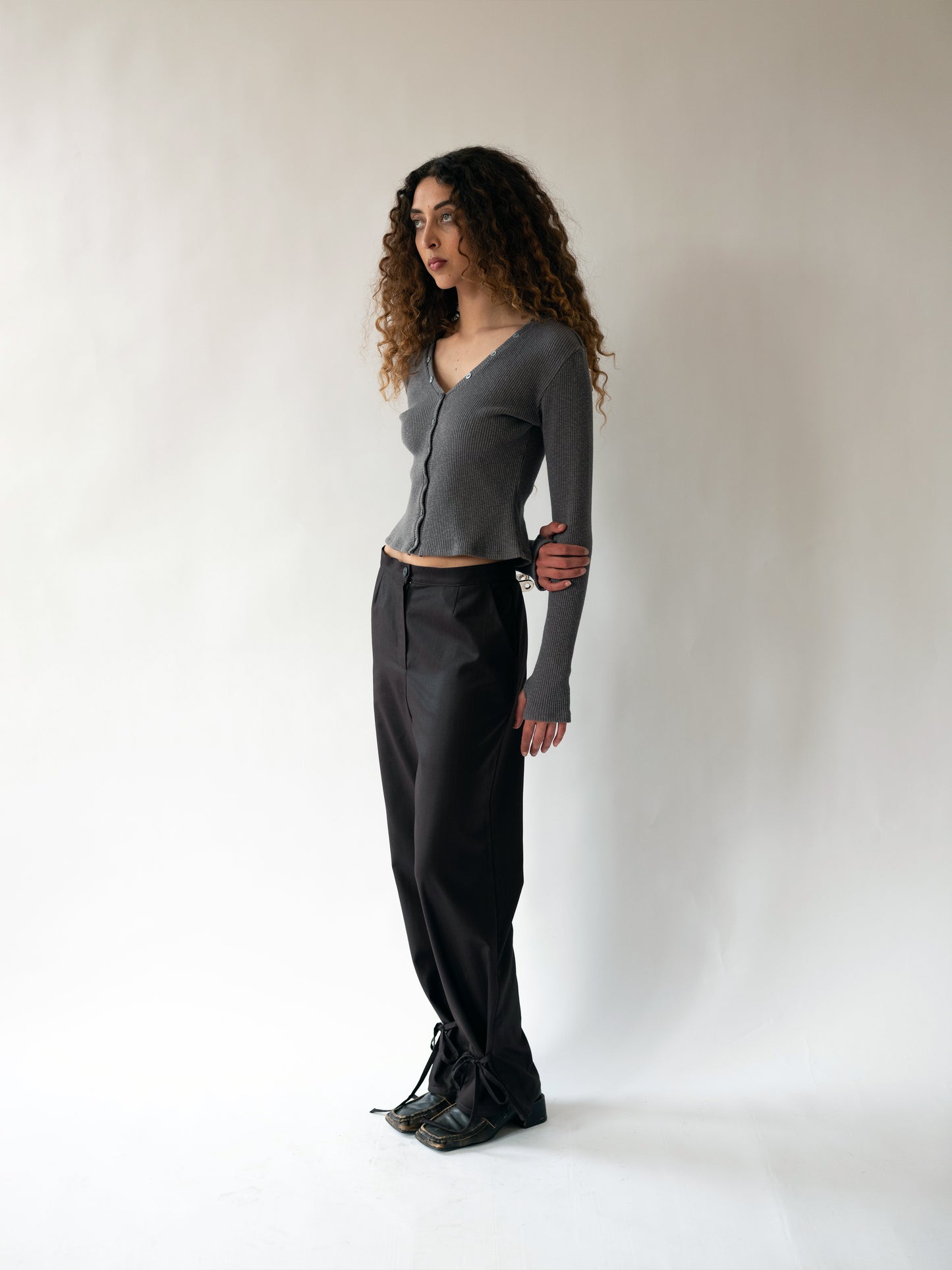 Button Cardigan Dark Grey