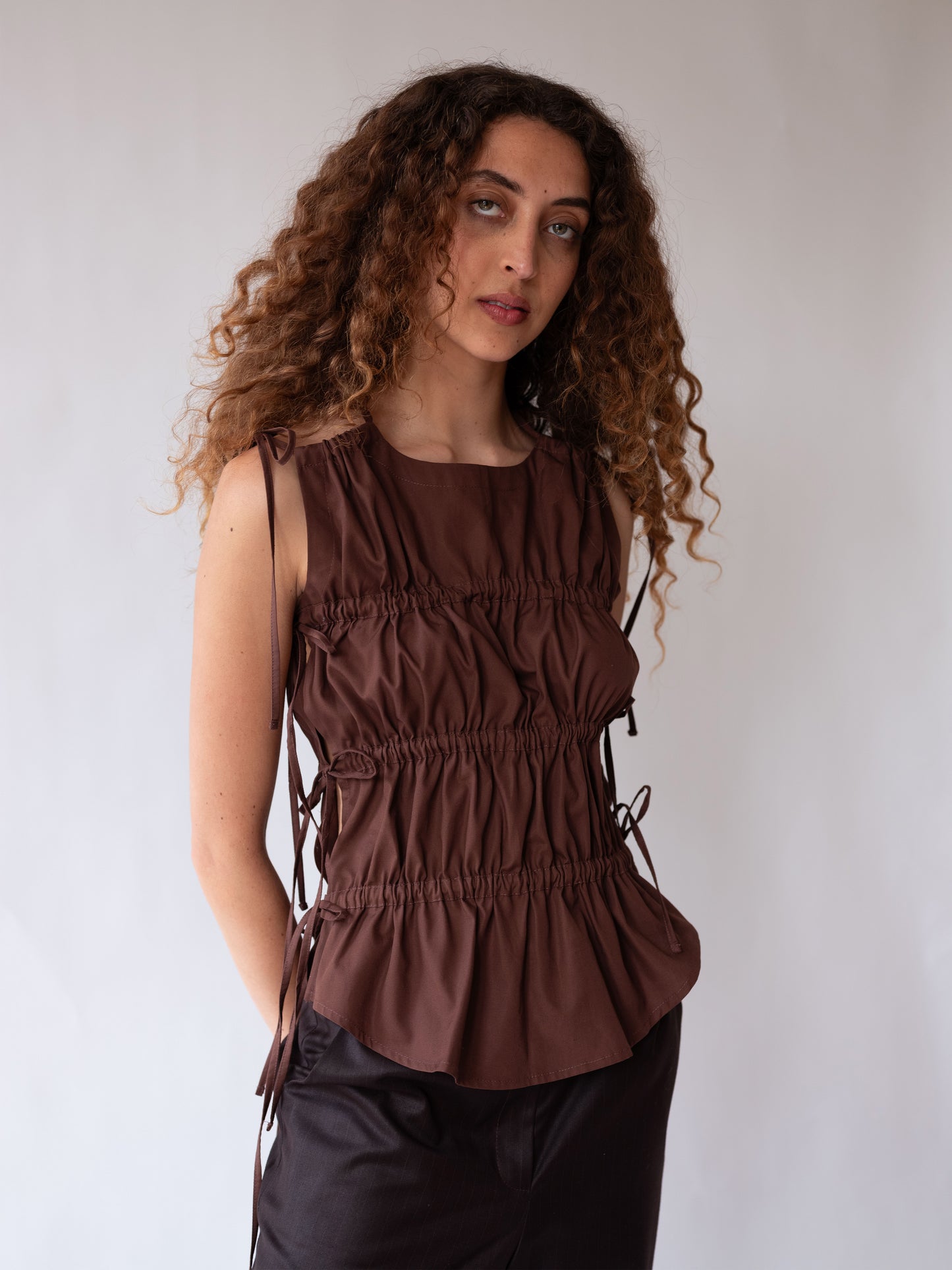 Ruched Vest Espresso