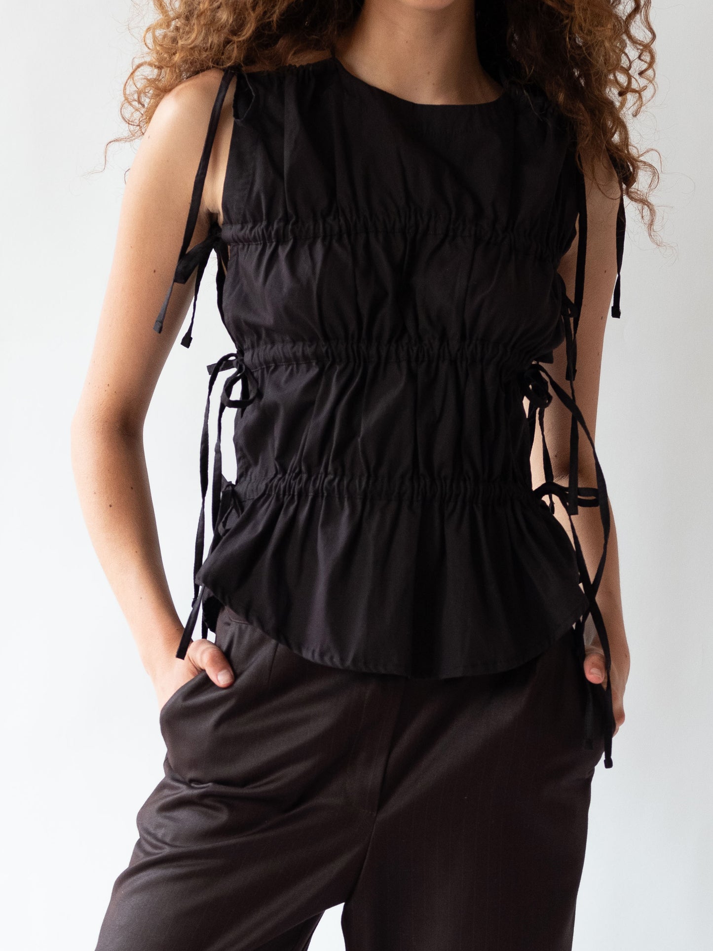Ruched Vest Black