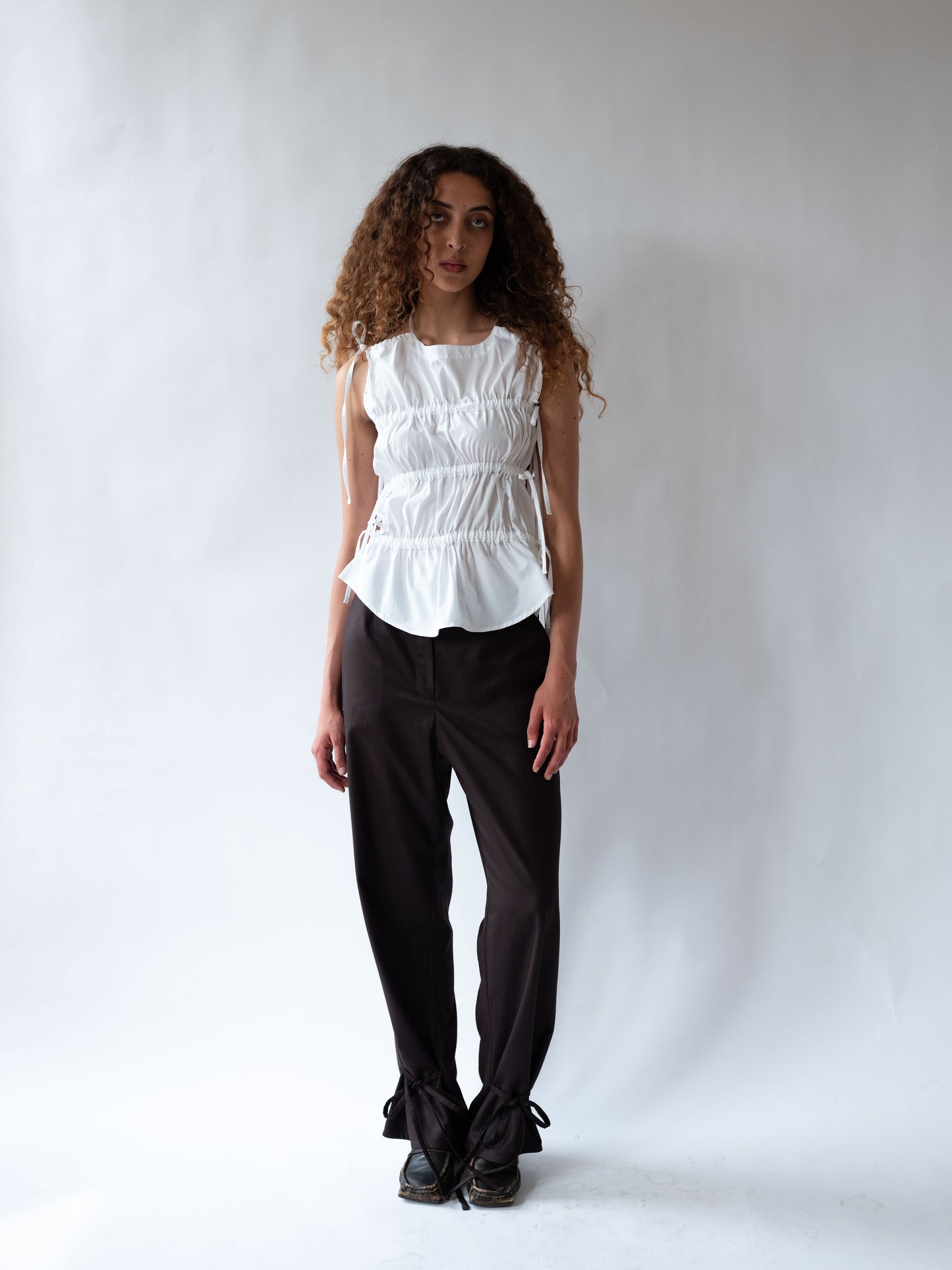 Ruched Vest White