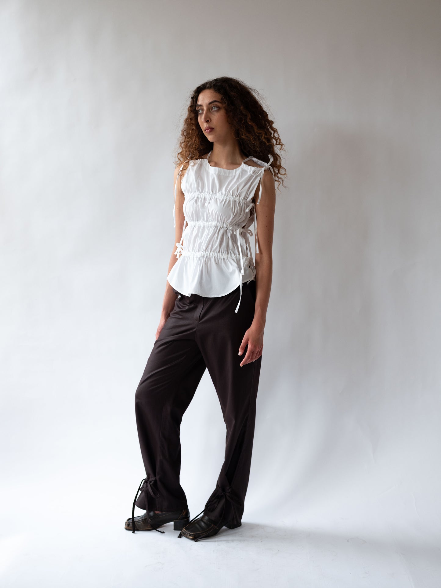 Ruched Vest White