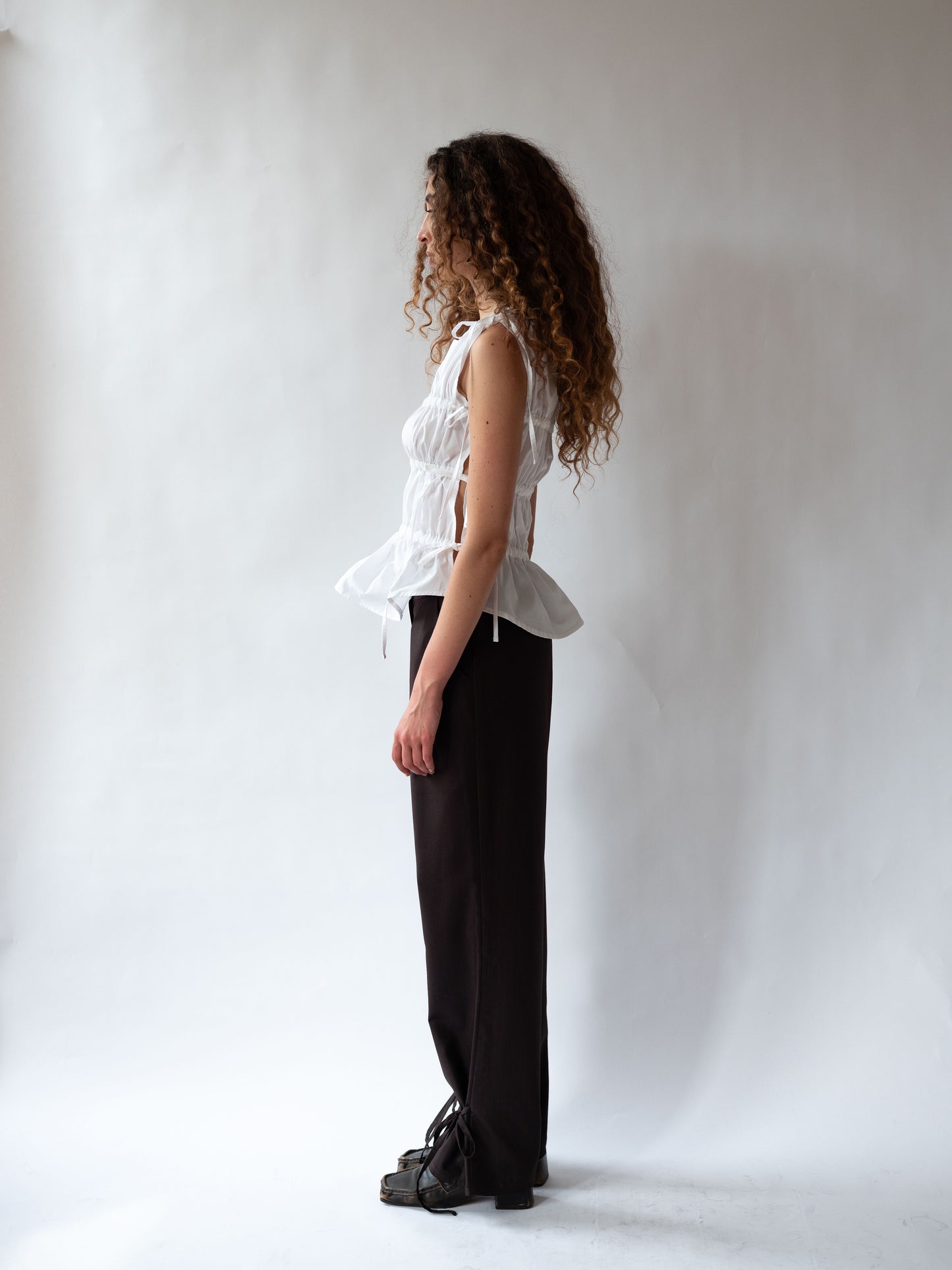 Ruched Vest White
