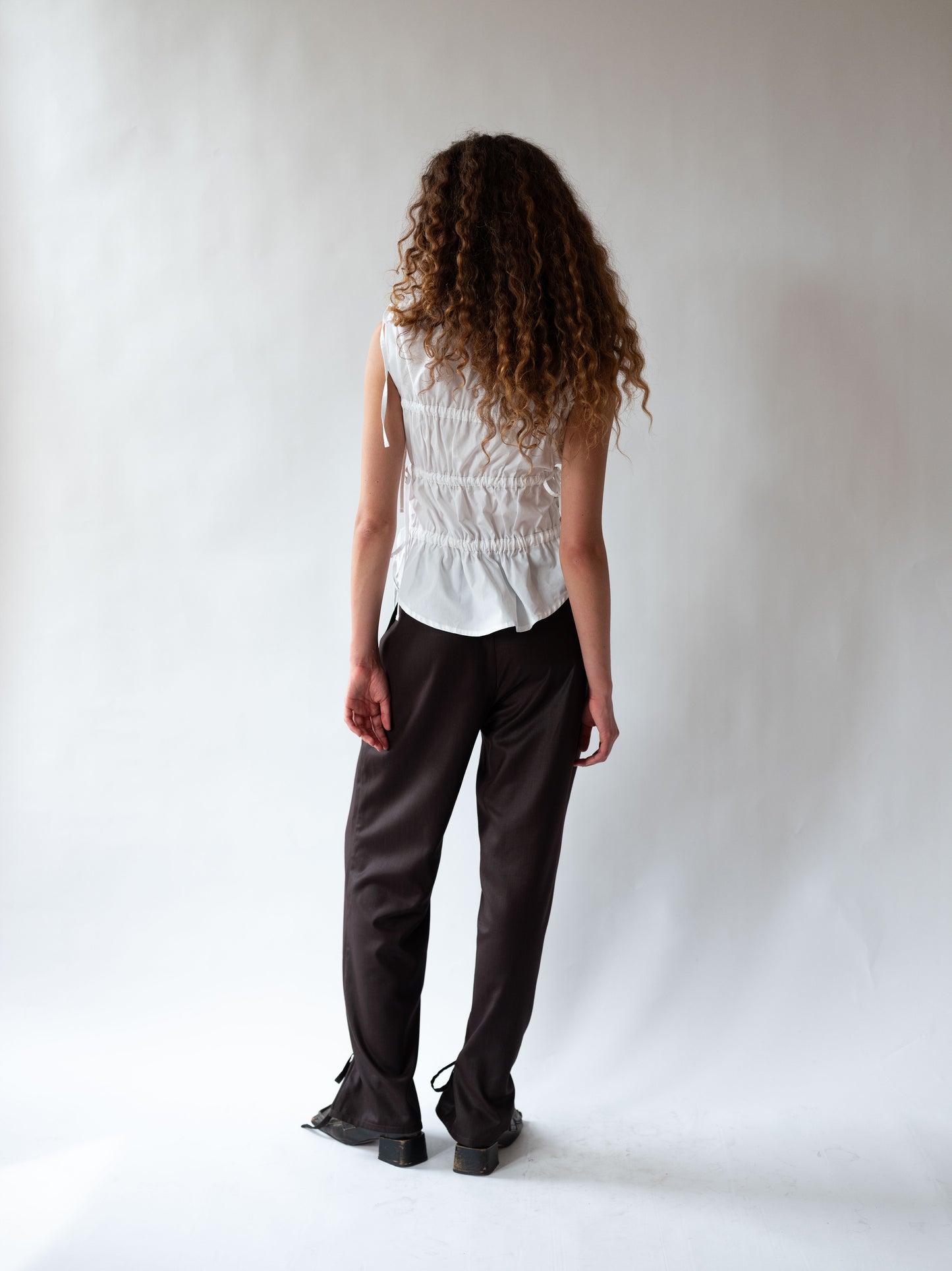 Ruched Vest White