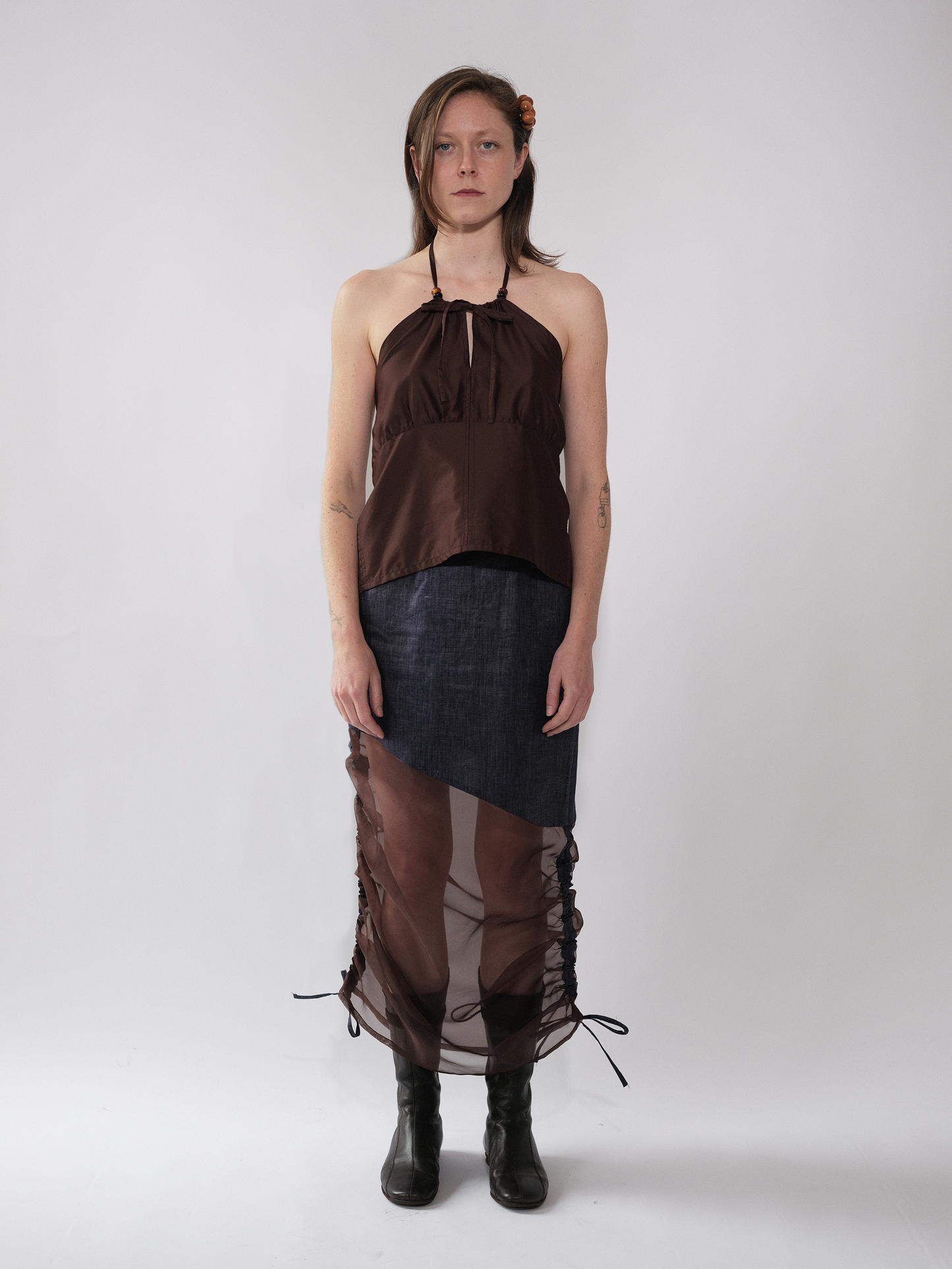 Silk Rushed Skirt