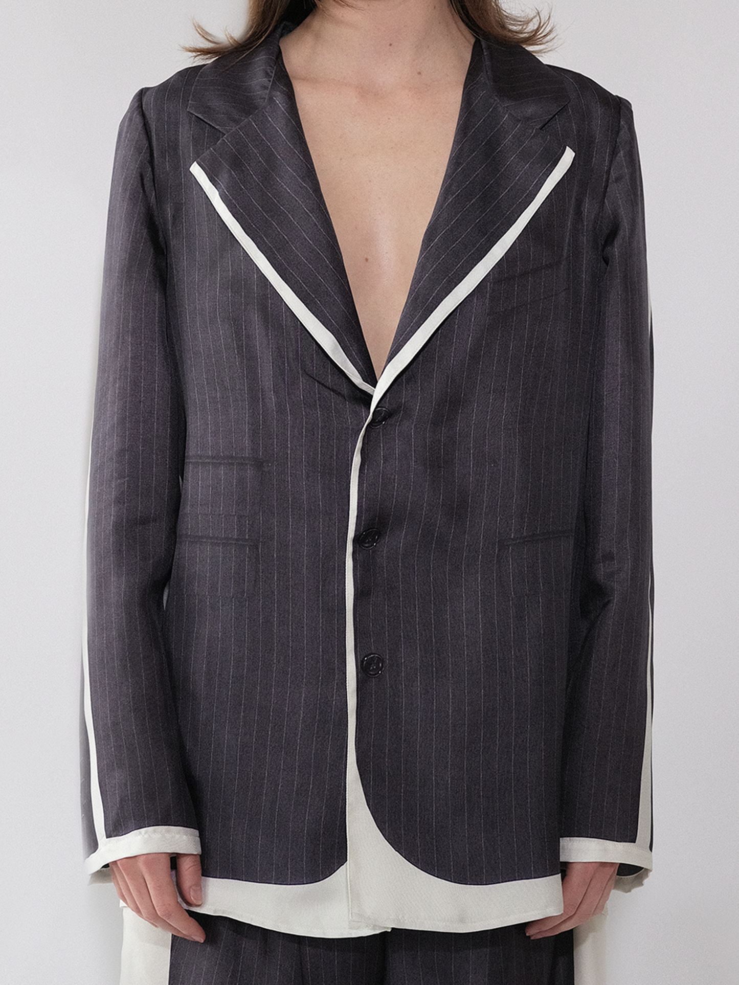 Pinstripe Silk Suit Shirt