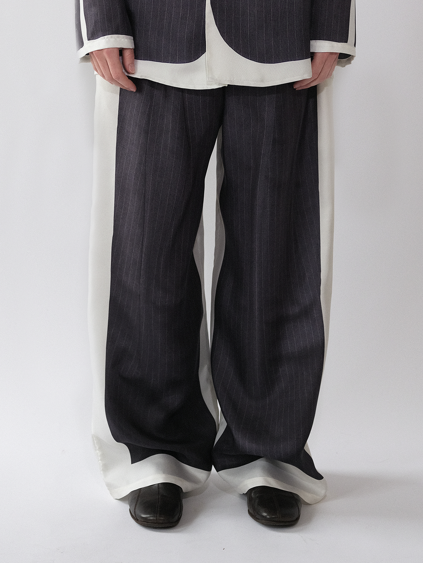 Pinstripe Silk Suit Trousers