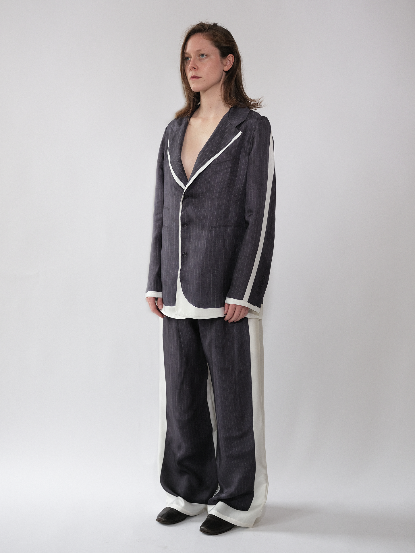Pinstripe Silk Suit Shirt