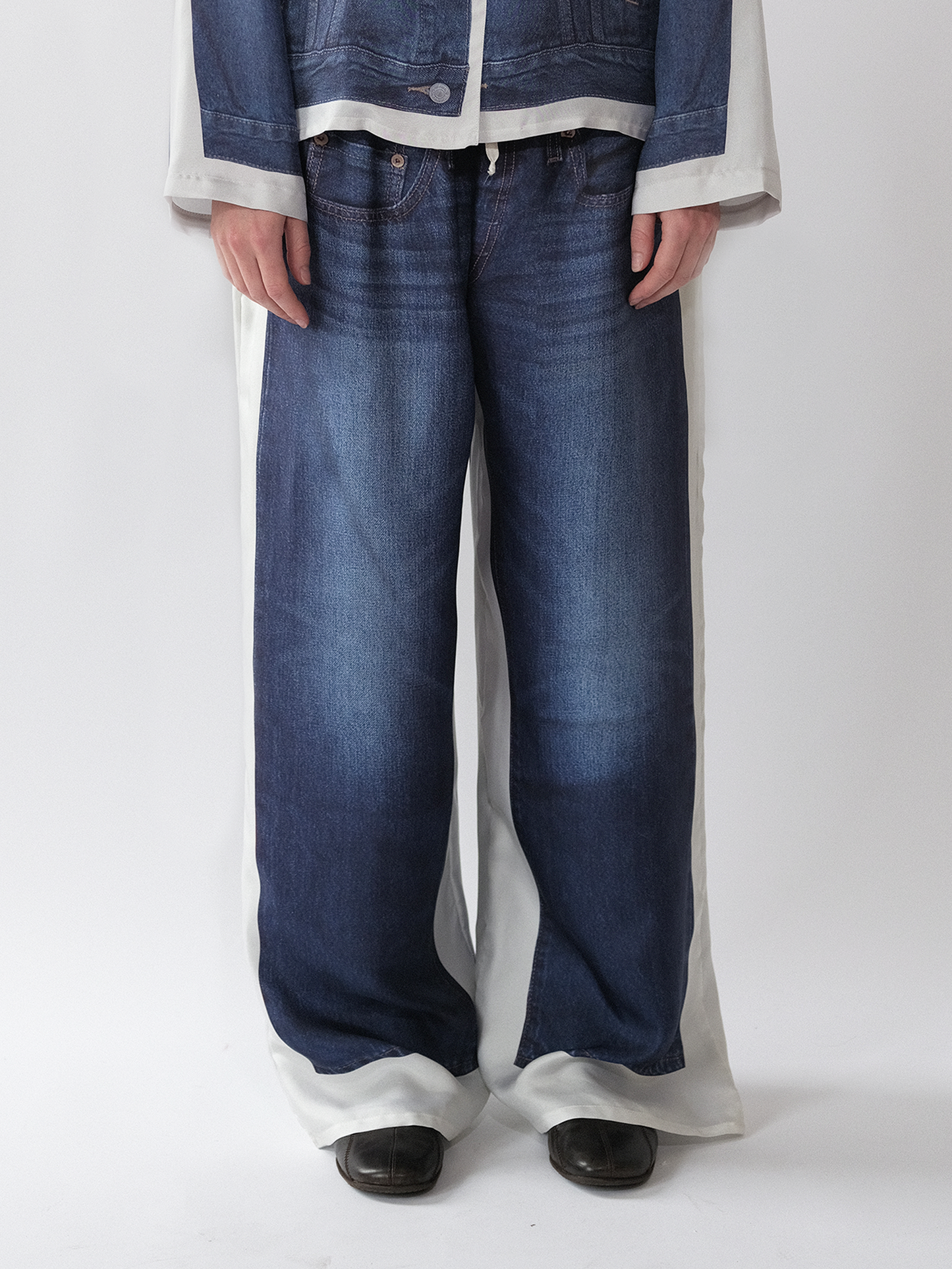 Double "Denim" Silk Trousers
