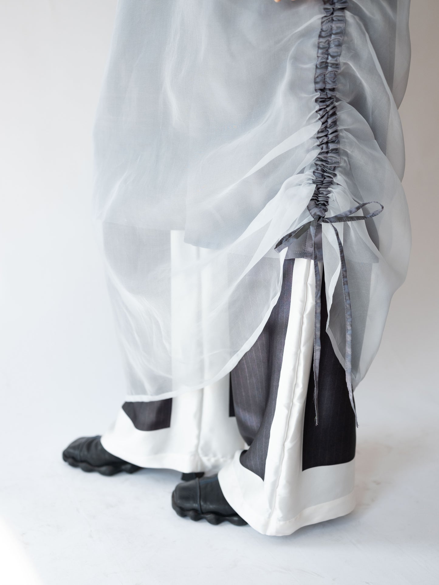 Rushed Detail Dress Blue/ Black