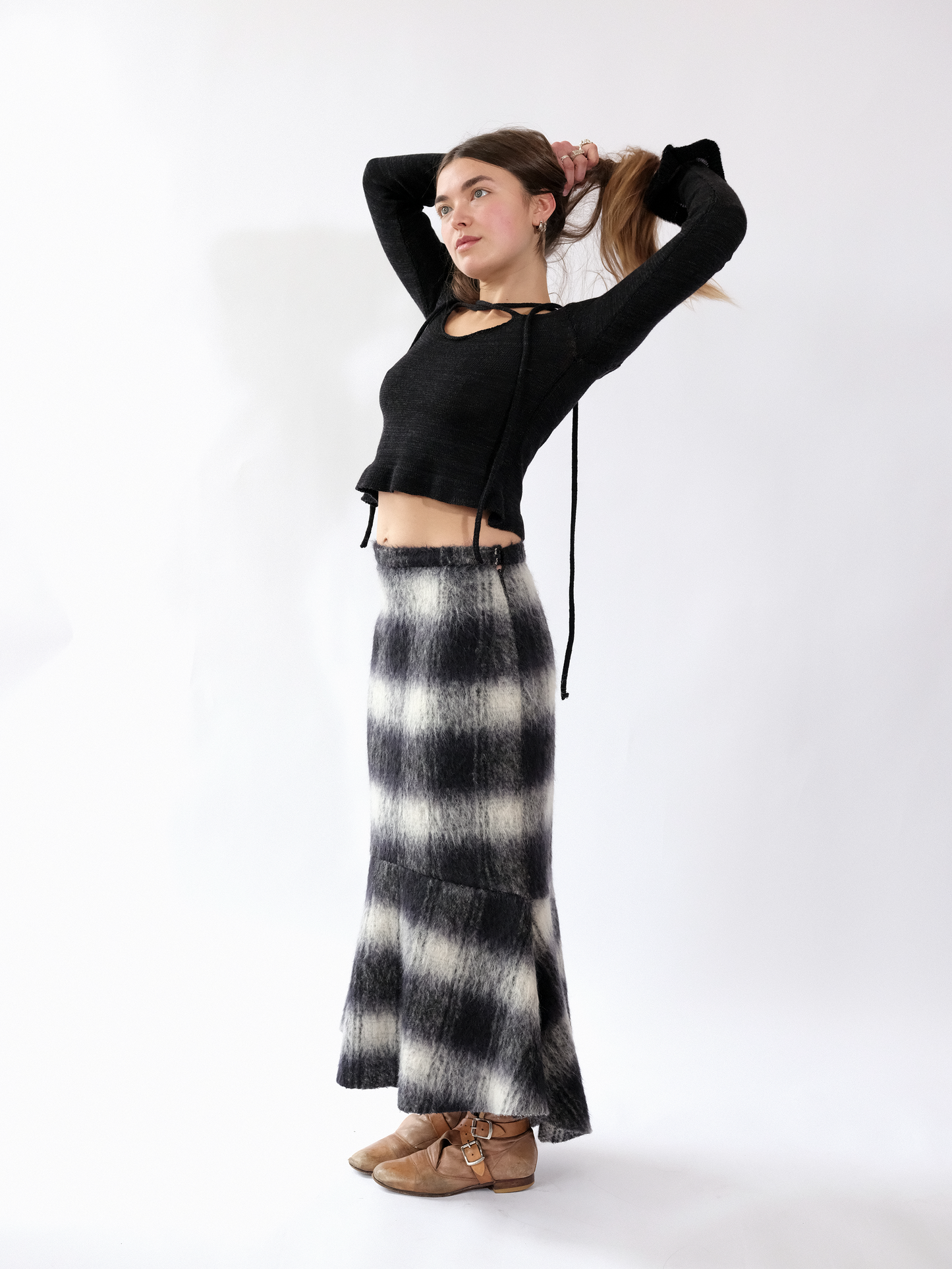 Furry Plaid Skirt