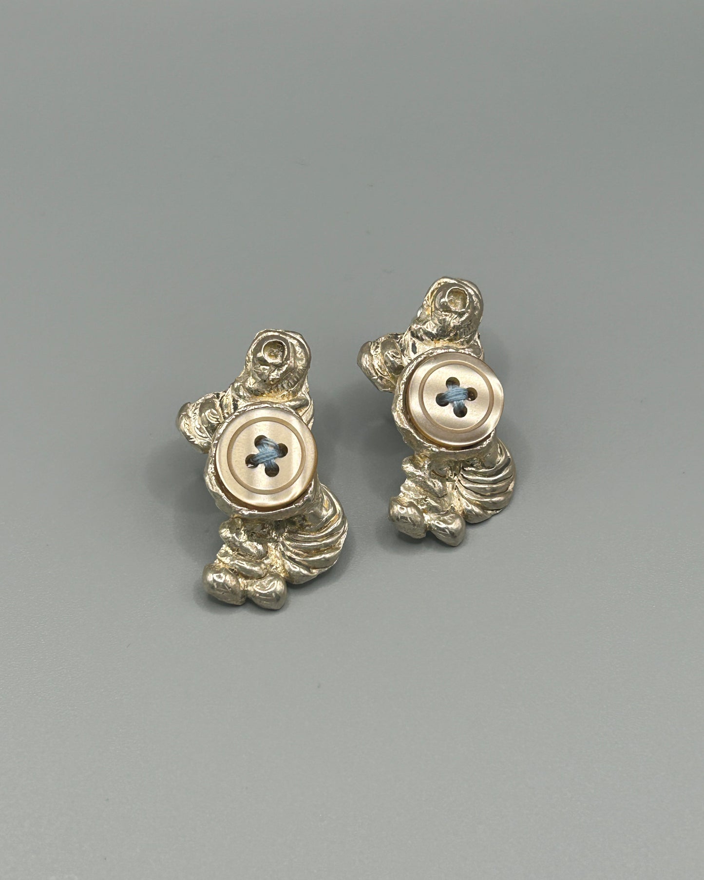 Brown and Blue Button Earrings