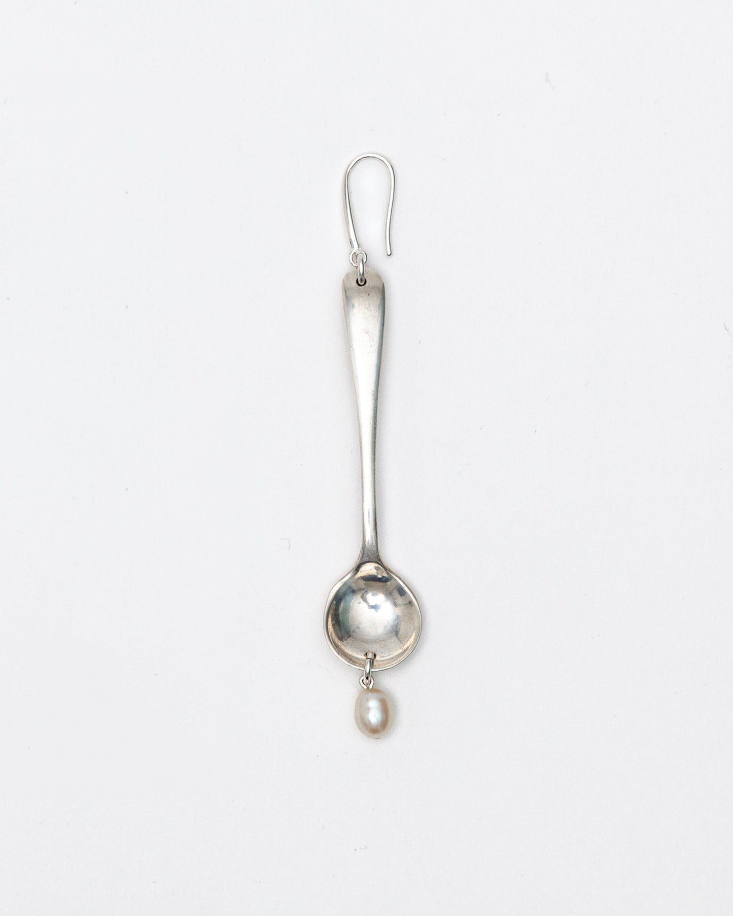 Pearl Drop Silver Spoon Earring
