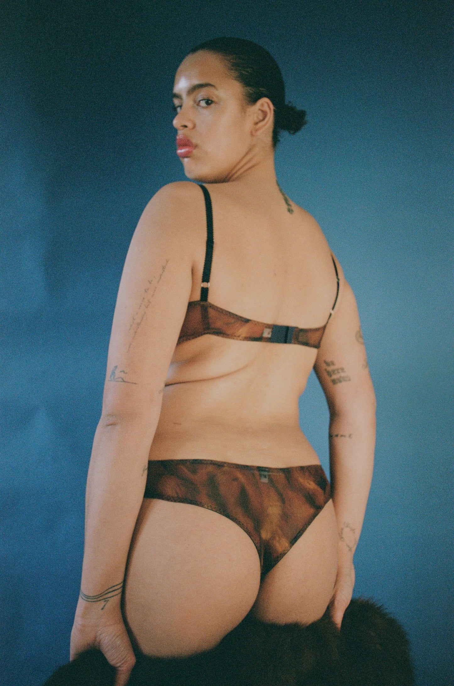 Faux  'Fur'  Mesh  Thong