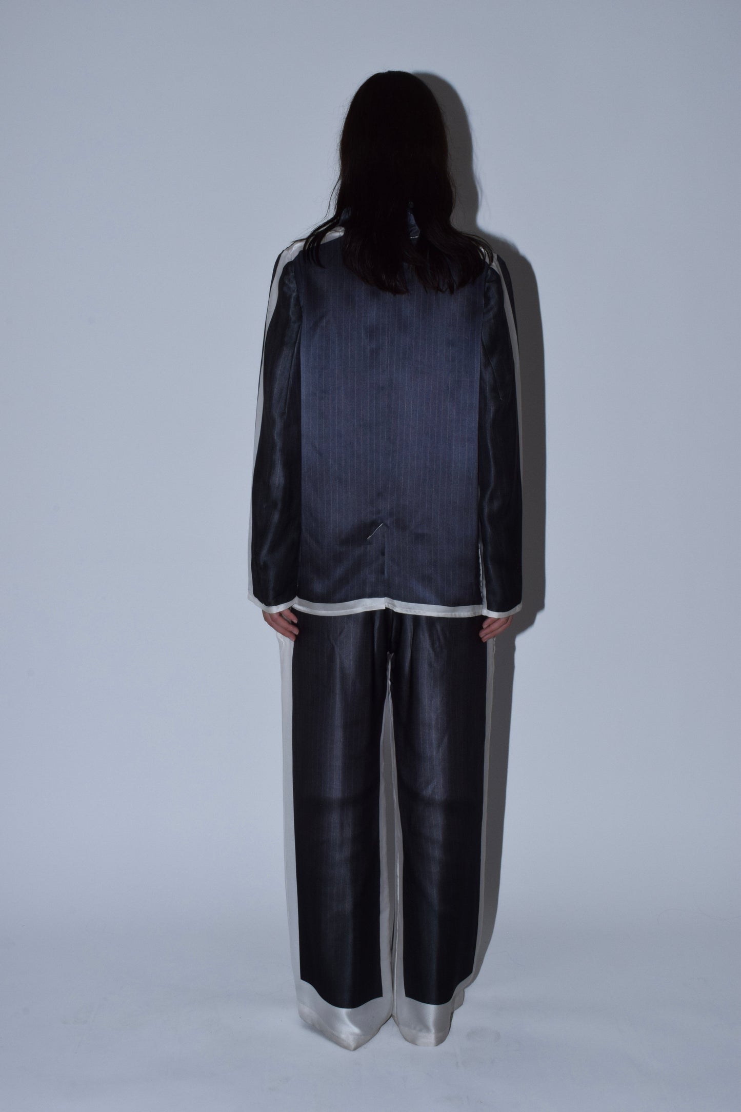 Pinstripe Silk Suit Trousers