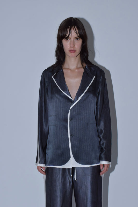 Pinstripe Silk Suit Shirt