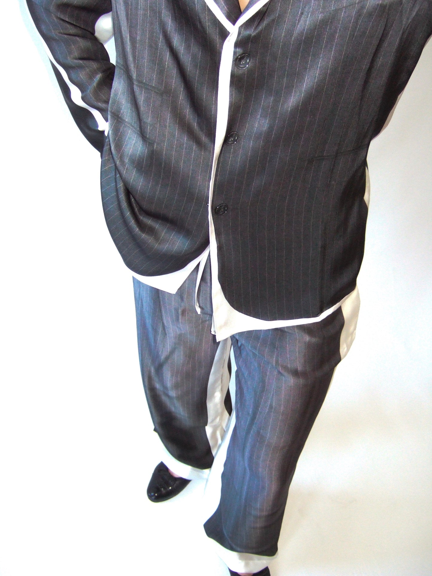 Pinstripe Silk Suit Trousers