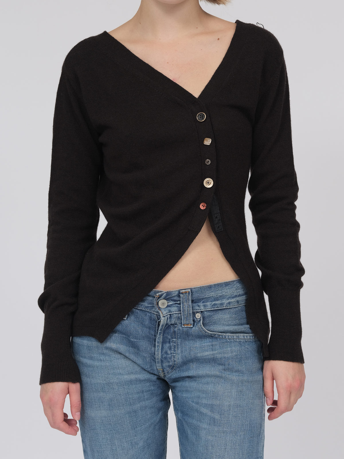 Asymmetrical Cardigan Chocolate Brown