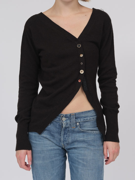 Asymmetrical Cardigan Chocolate Brown