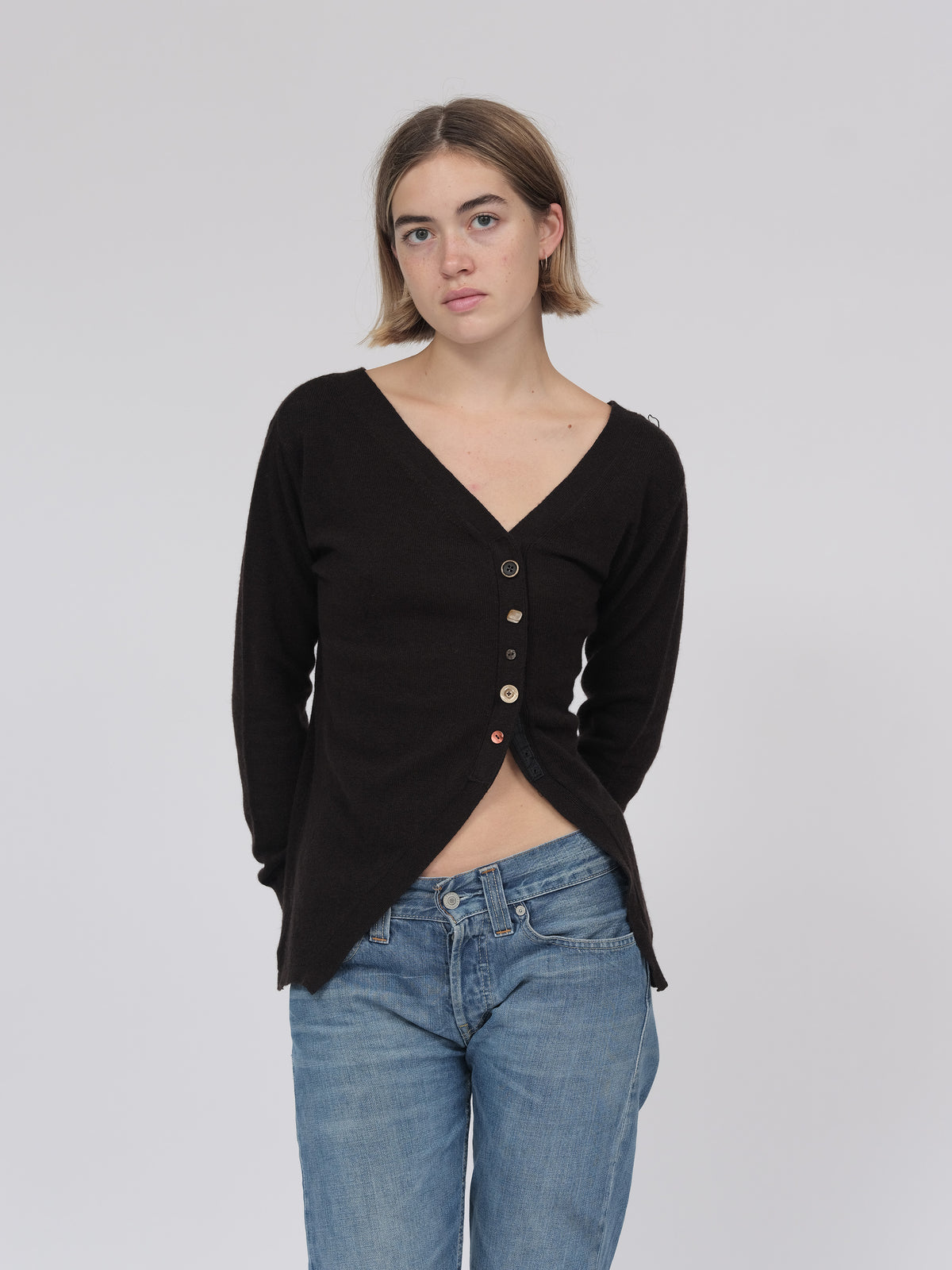 Asymmetrical Cardigan Chocolate Brown