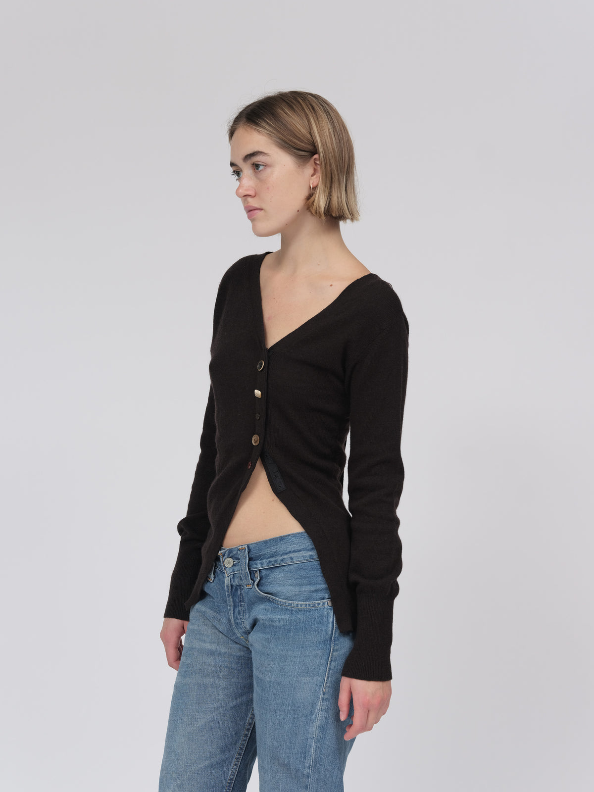 Asymmetrical Cardigan Chocolate Brown