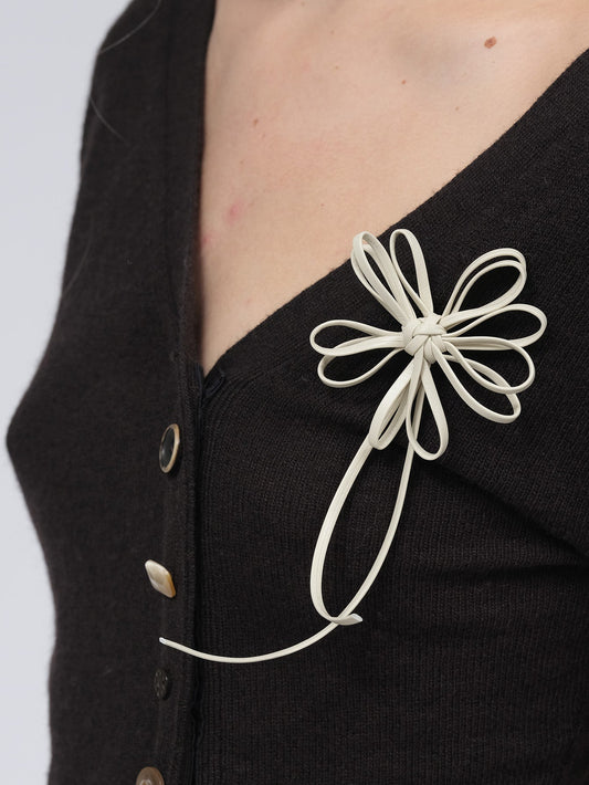 Leather Flower Pin