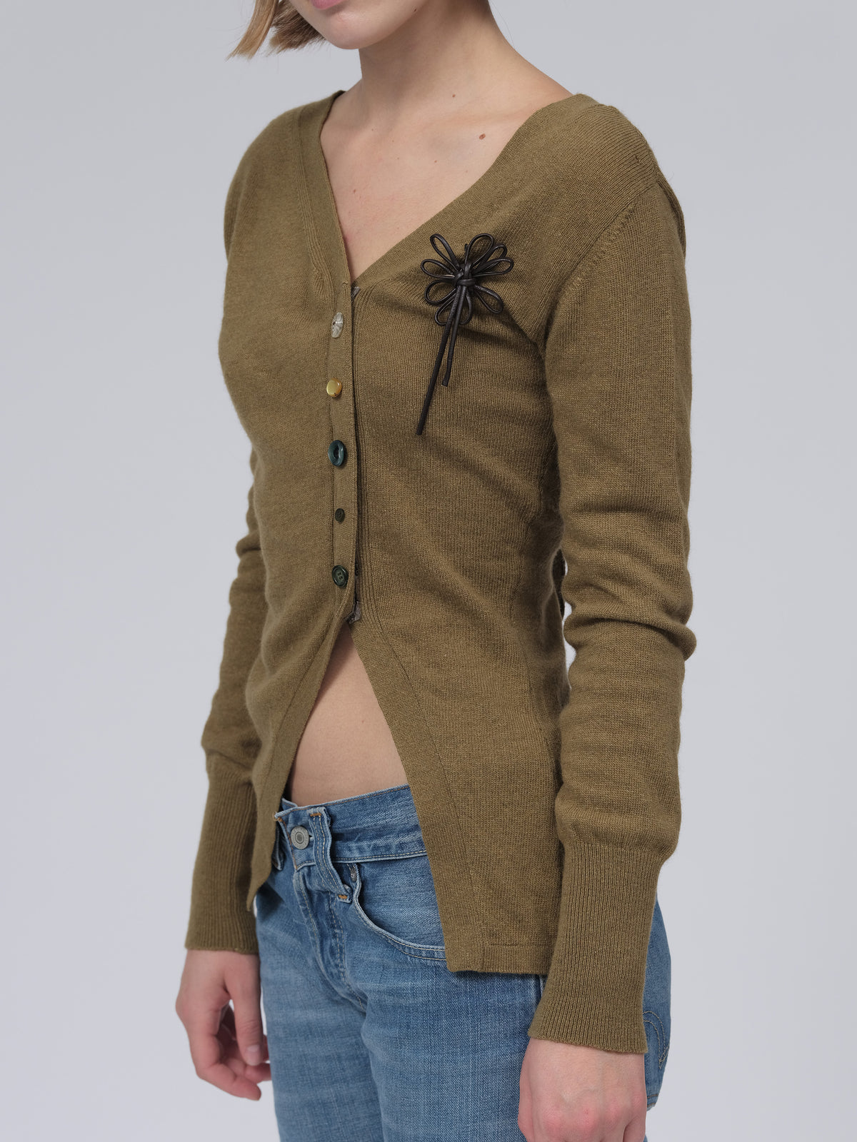 Leather Flower Pin