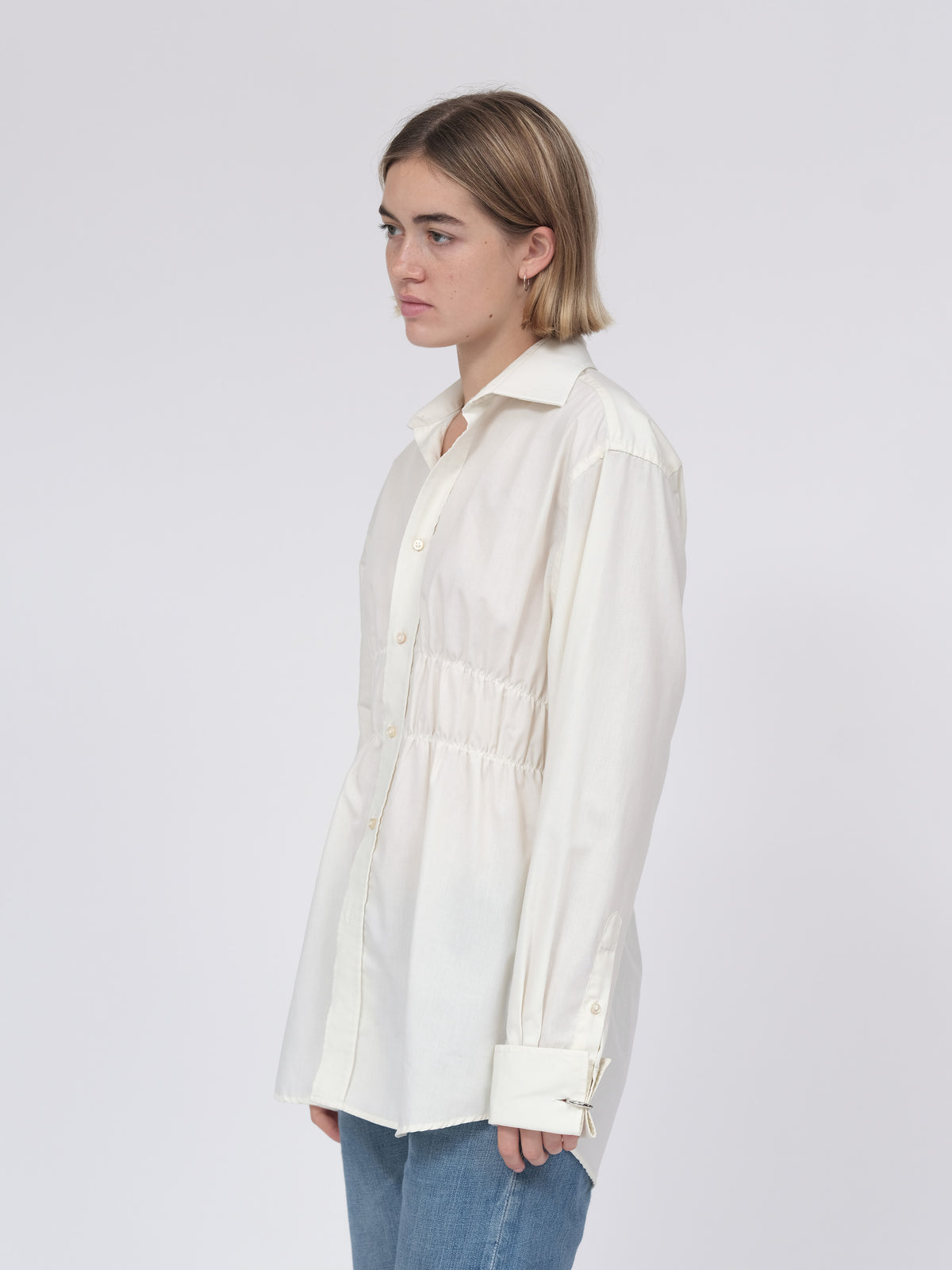 Cream Elastic Shirt