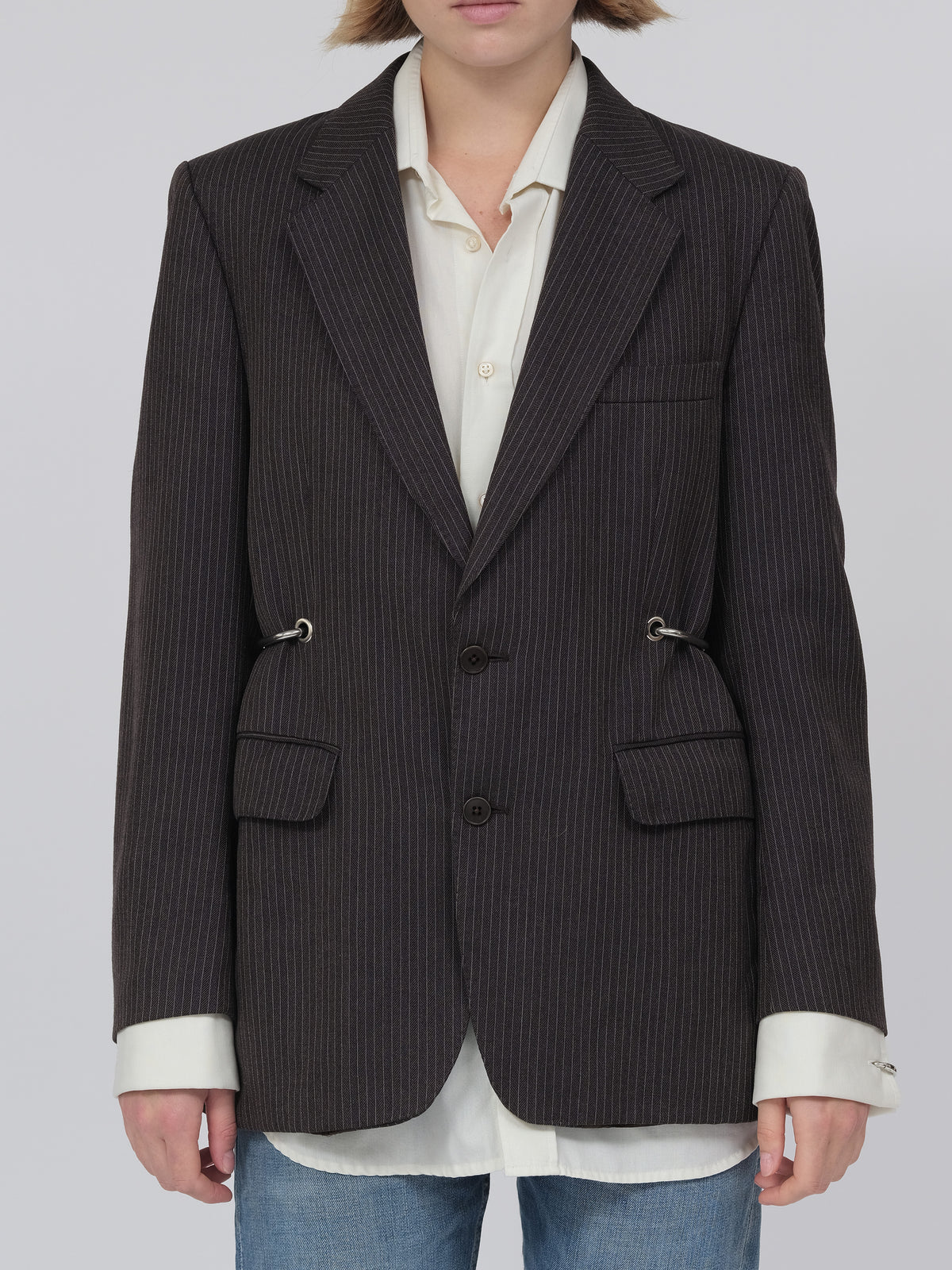 Brown Stripe Hardware Blazer